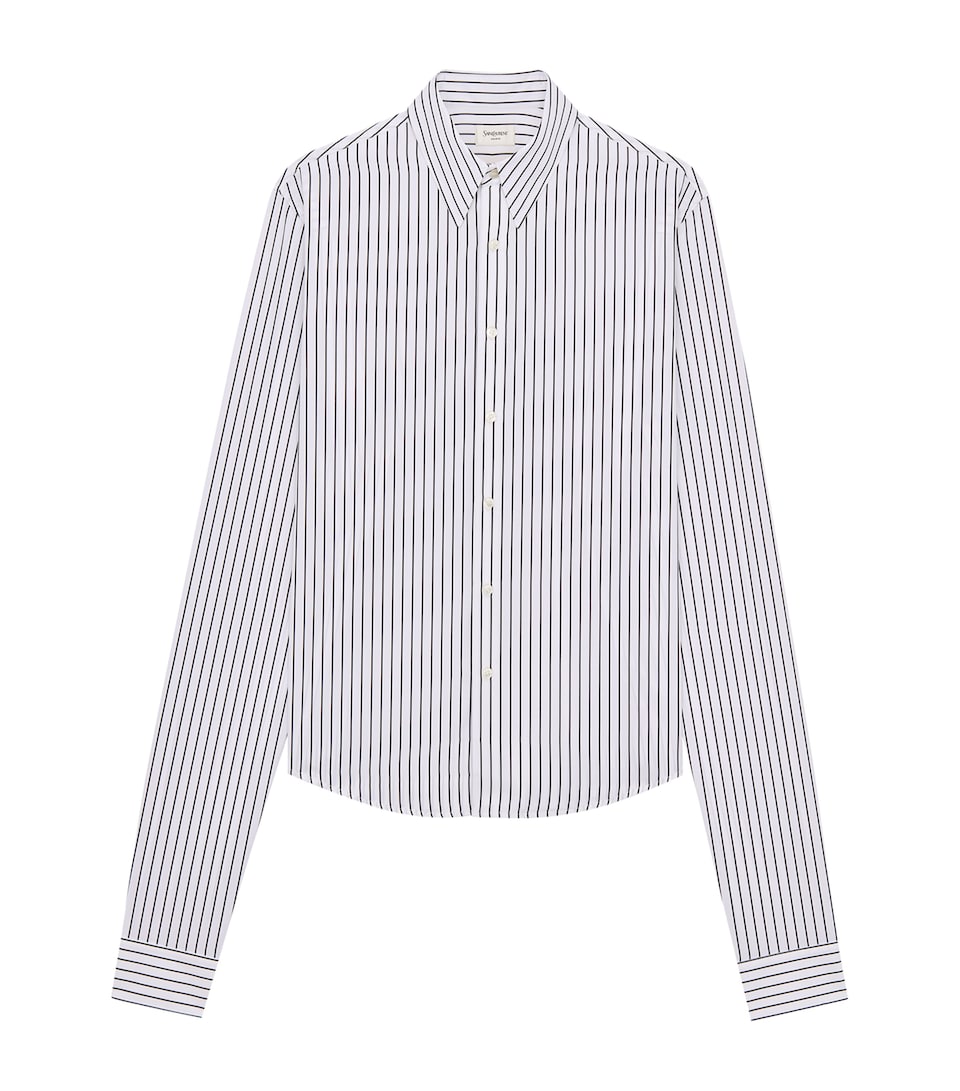 Saint Laurent Mens Cotton Striped Long-Sleeve Shirt