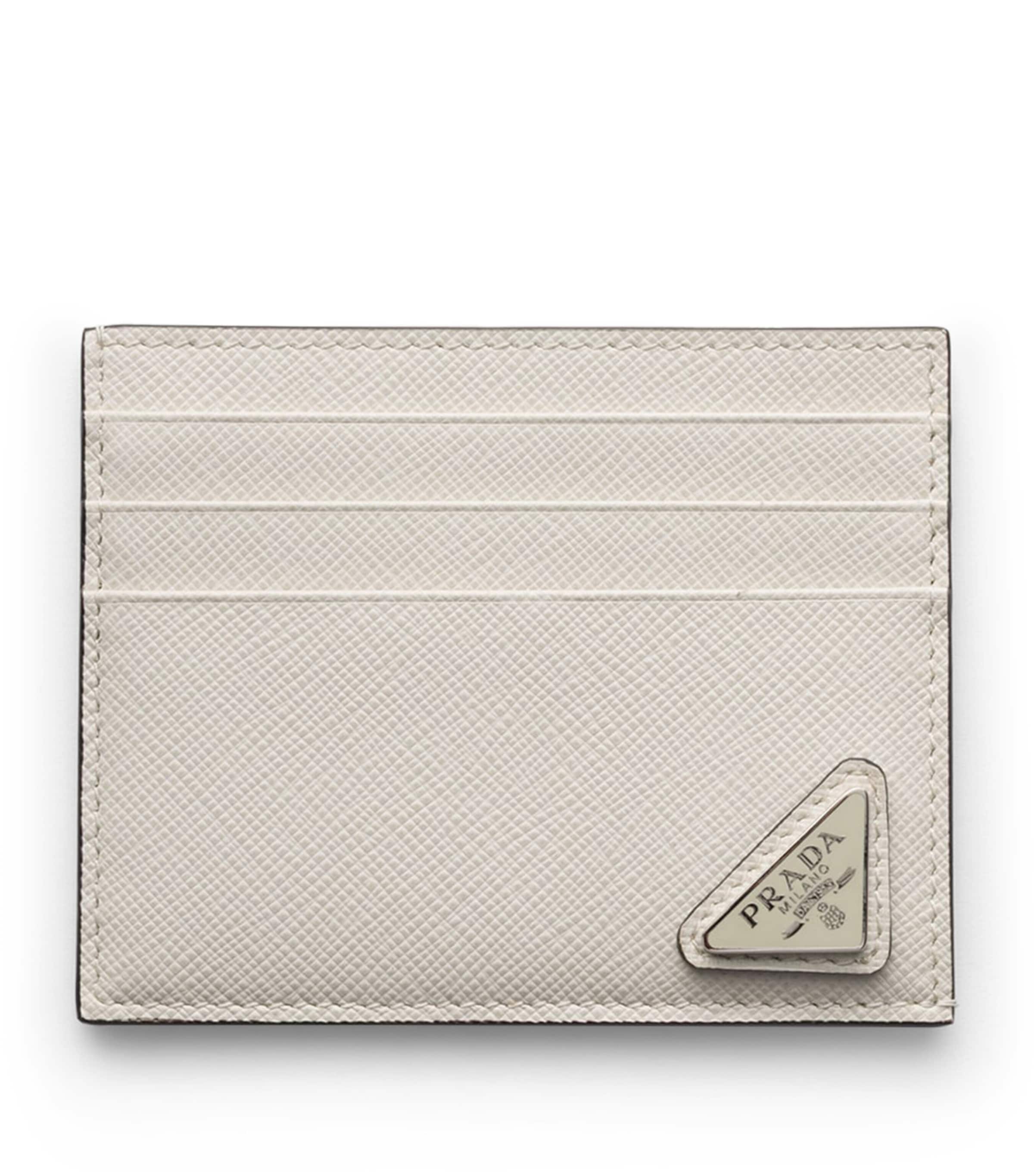 Prada Saffiano Leather Card Holder Neutral
