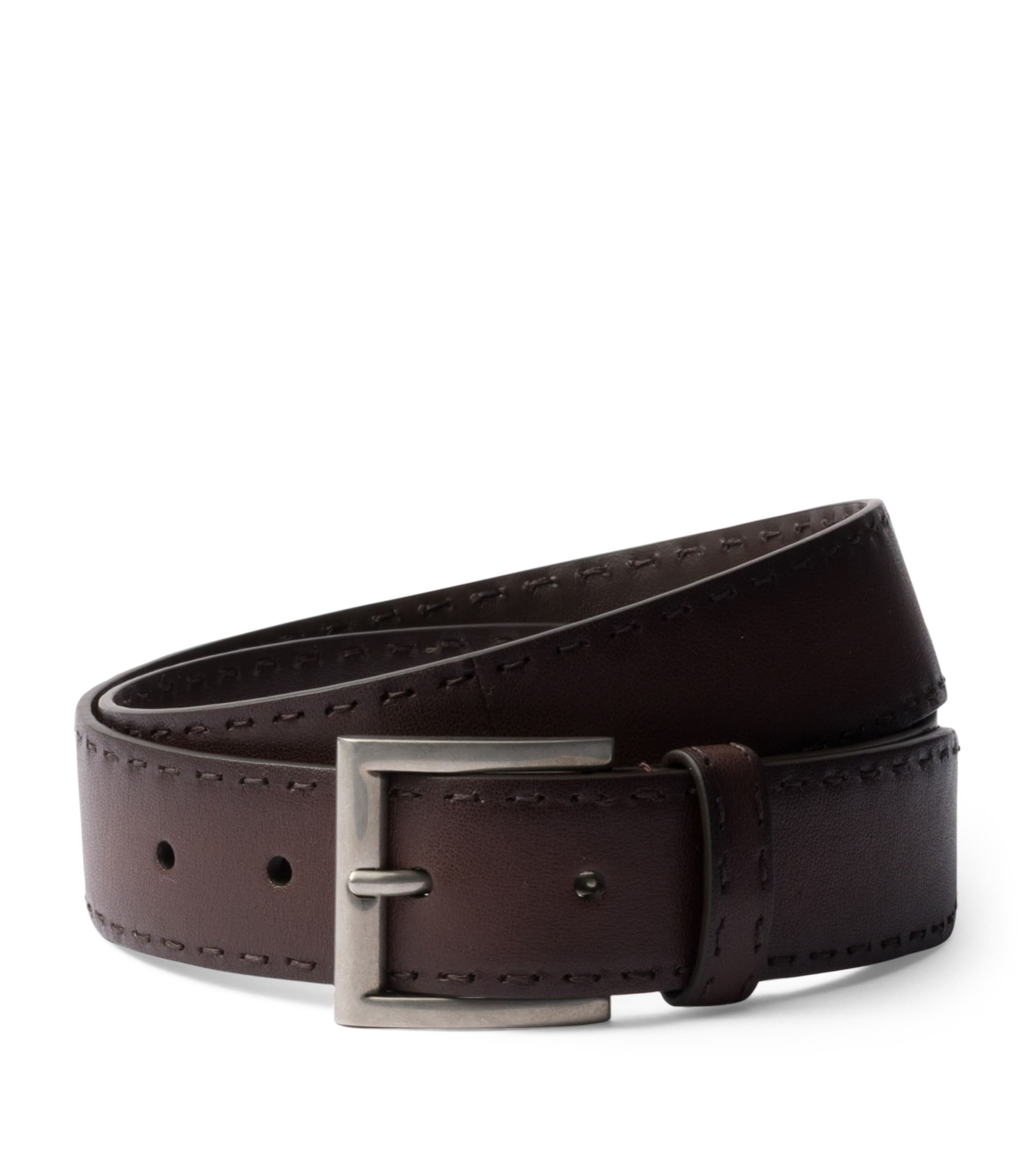 Prada Leather Antiqued Belt Brown