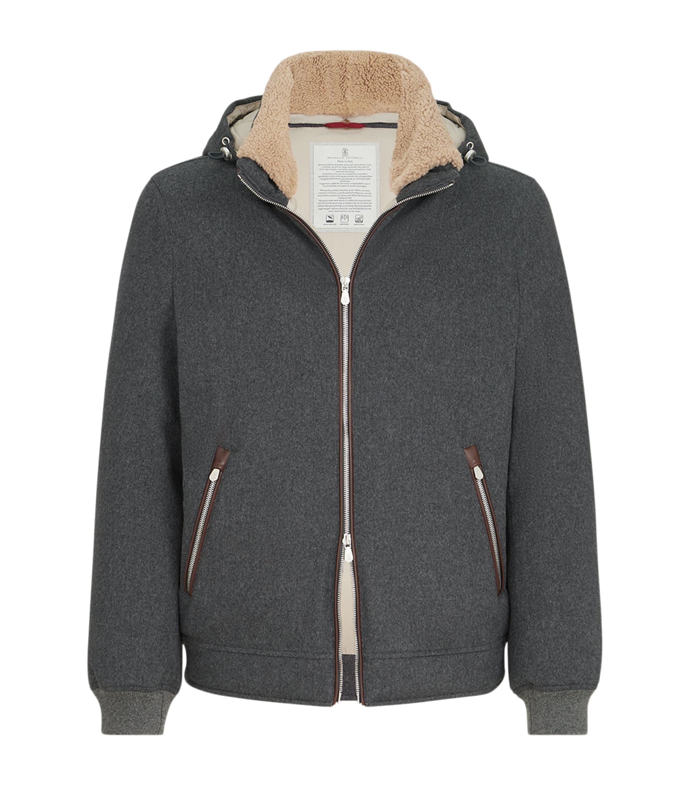 Brunello Cucinelli Mens Wool Hooded Down Jacket