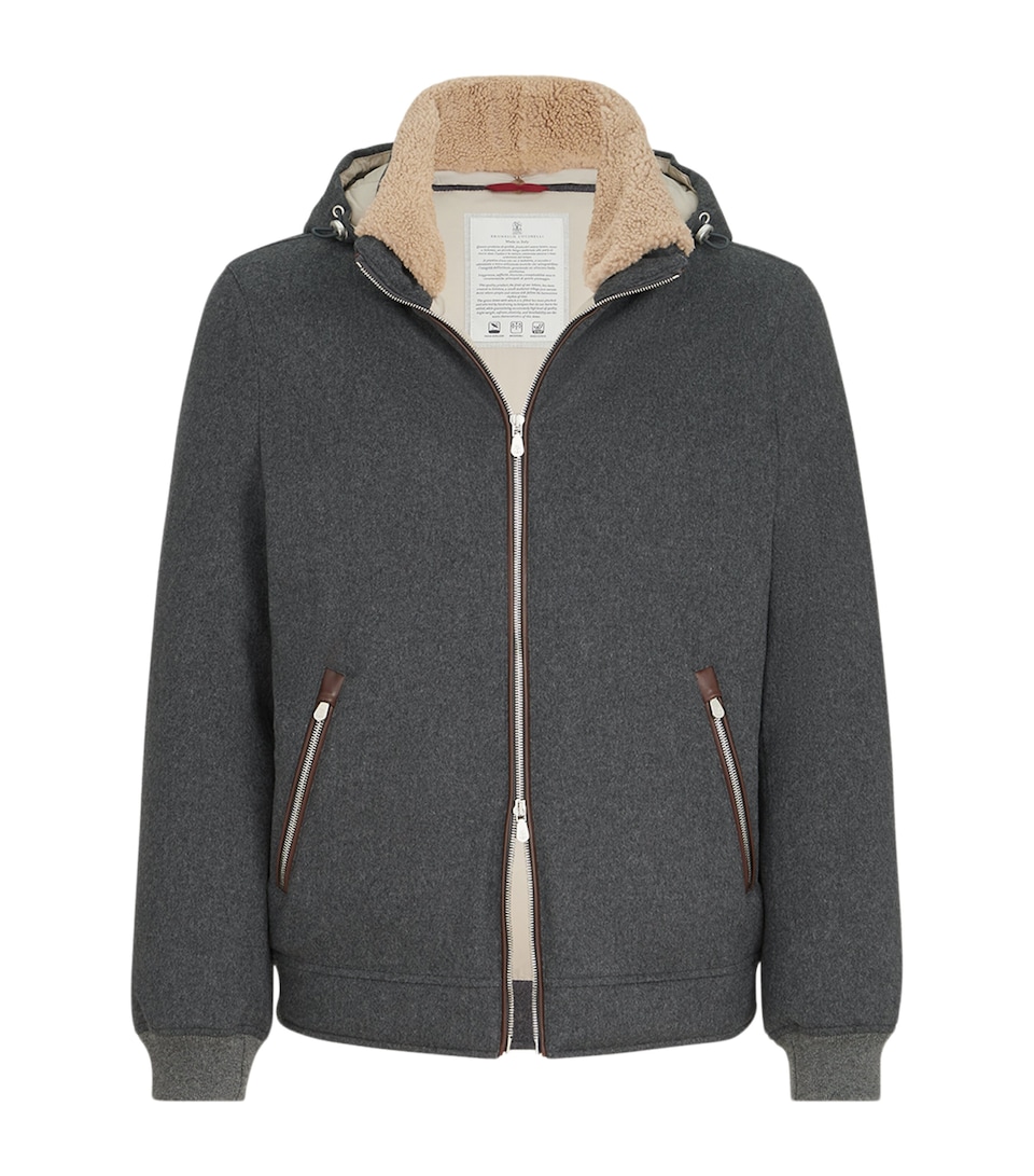 Brunello Cucinelli Mens Wool Hooded Down Jacket