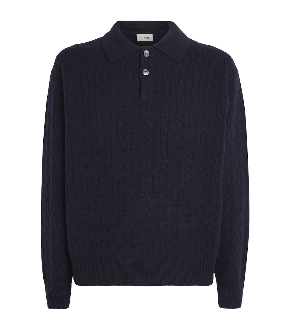 FRAME Mens Wool-Cashmere Polo Sweater Dknv