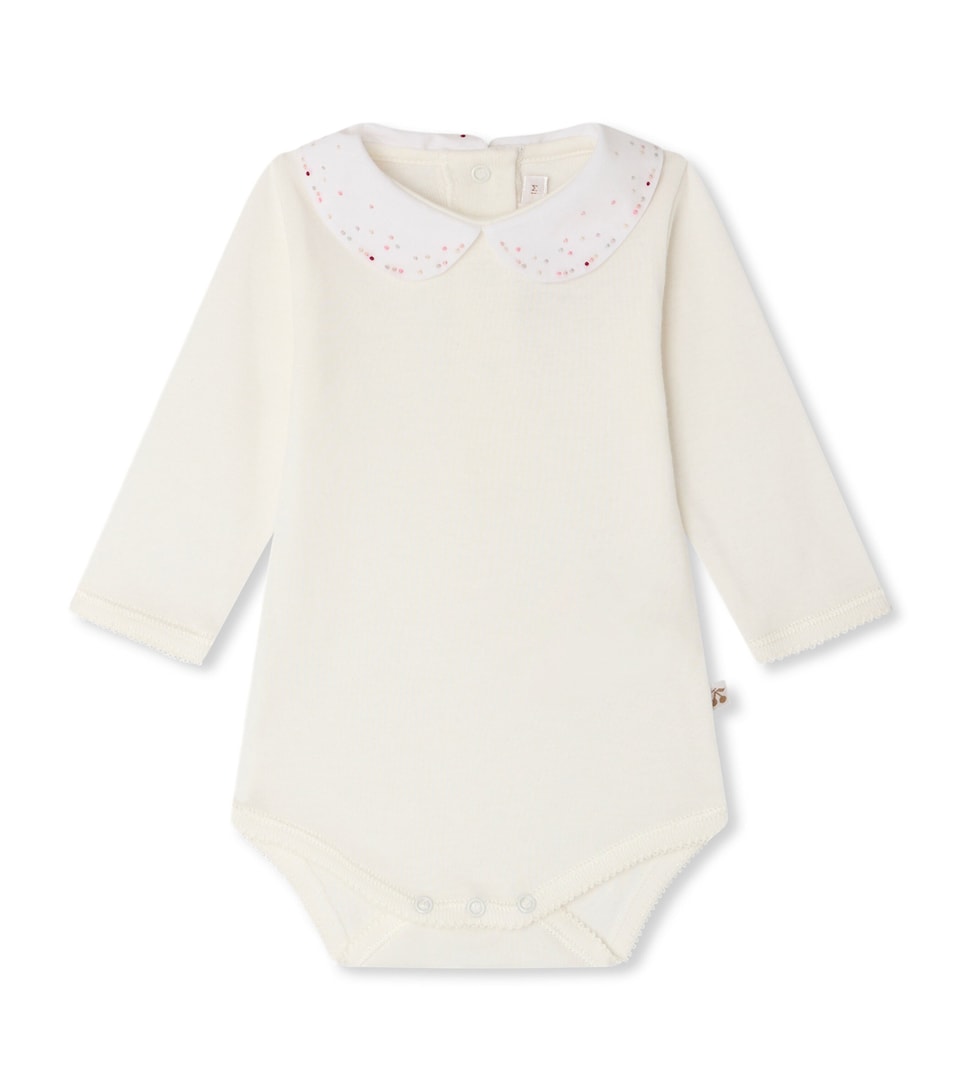 Bonpoint Embroidered Bodysuit (1-24 Months) Blanc Lait