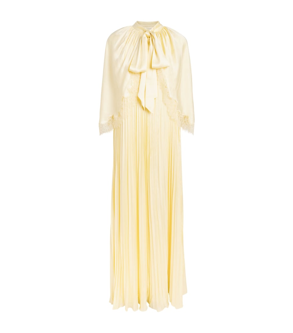 Self-Portrait Womens Satin Cape-Overlay Maxi Dress Yellow