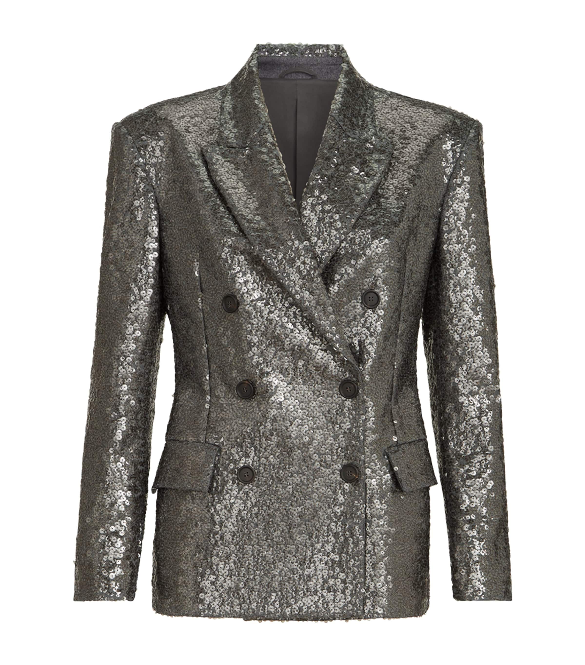 Brunello Cucinelli Womens Virgin Wool Sequin Blazer