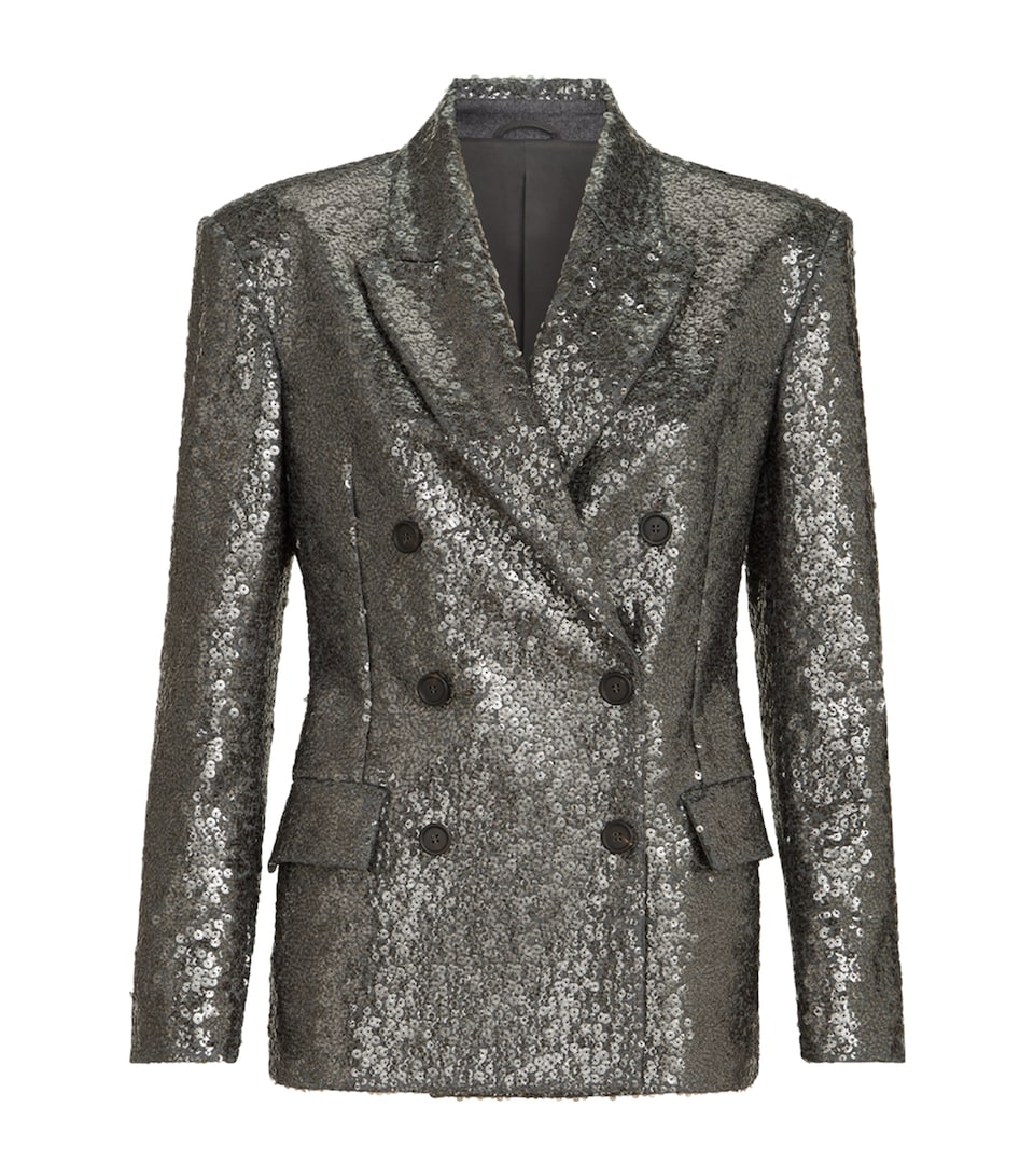 Brunello Cucinelli Womens Virgin Wool Sequin Blazer