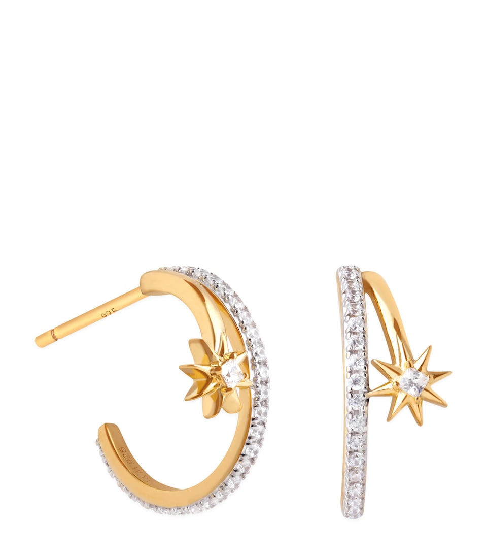Astrid & Miyu Gold-Plated Sterling Silver and Cubic Zirconia Cosmic Illusion Hoop Earrings Gold