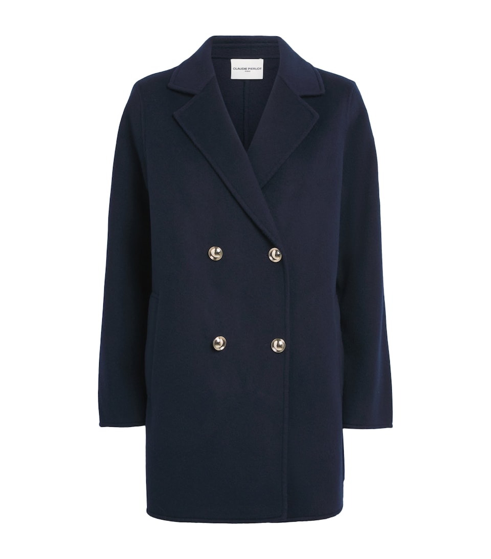 Maje Womens Wool Longline Pea Coat Black