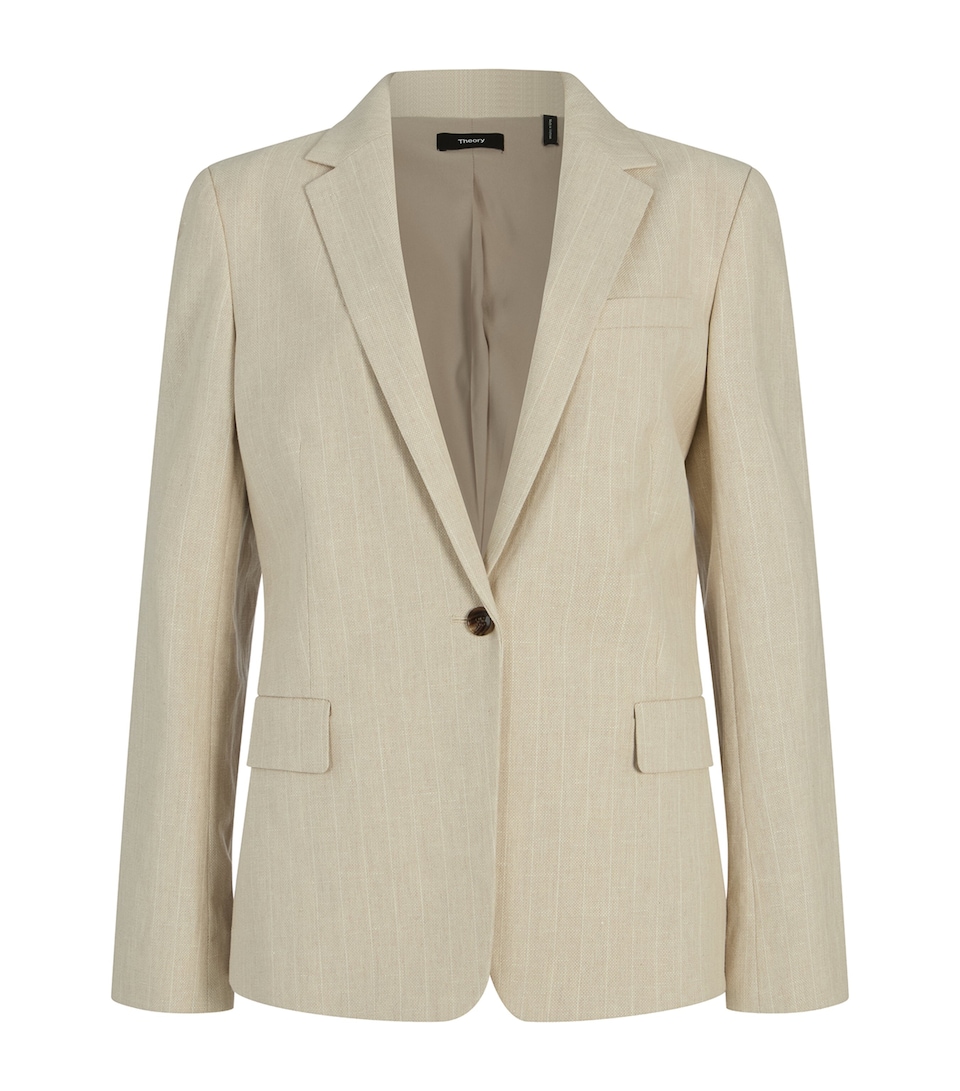 Linen-Blend Slim Blazer