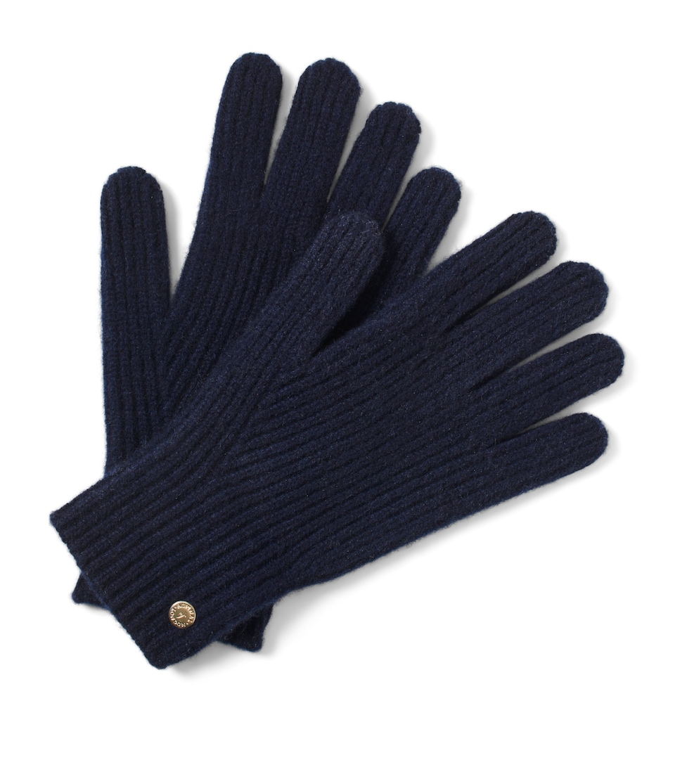 Aspinal Of London Cashmere Ribbed Gloves Navy