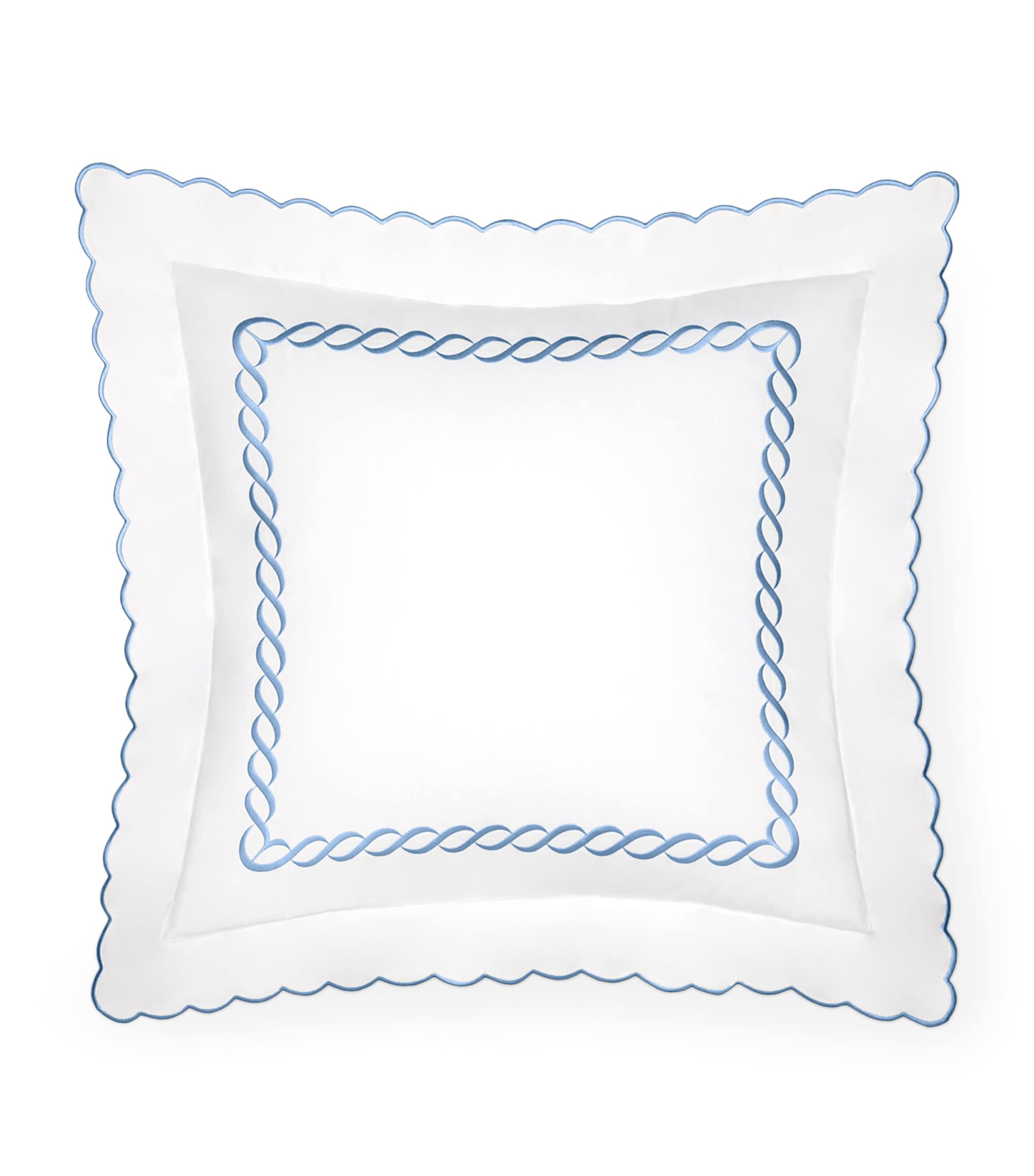 Pratesi Treccia Square Oxford Pillowcase (65 x 65cm) Wht/medium Blue