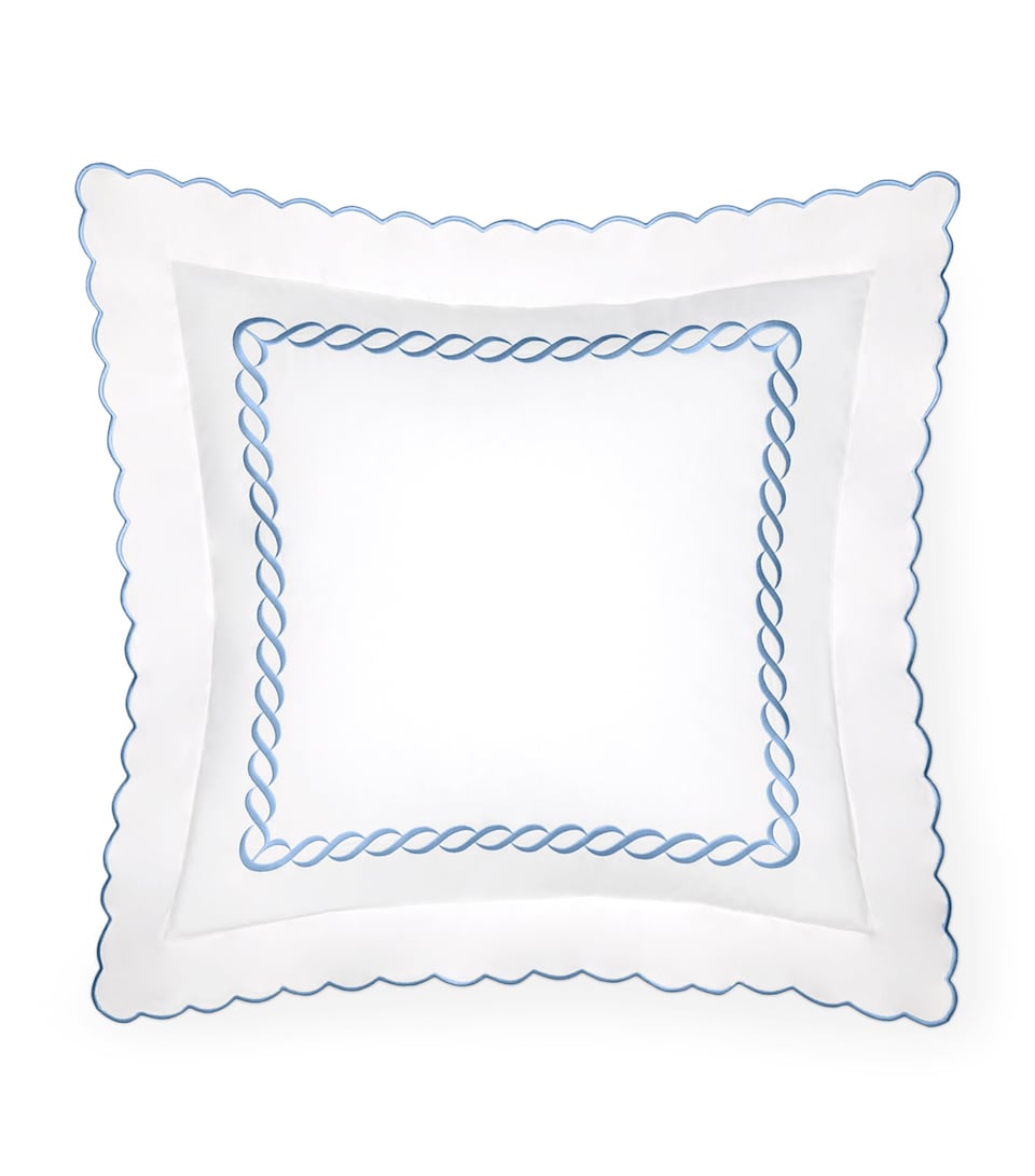 Pratesi Treccia Square Oxford Pillowcase (65 x 65cm) Wht/medium Blue