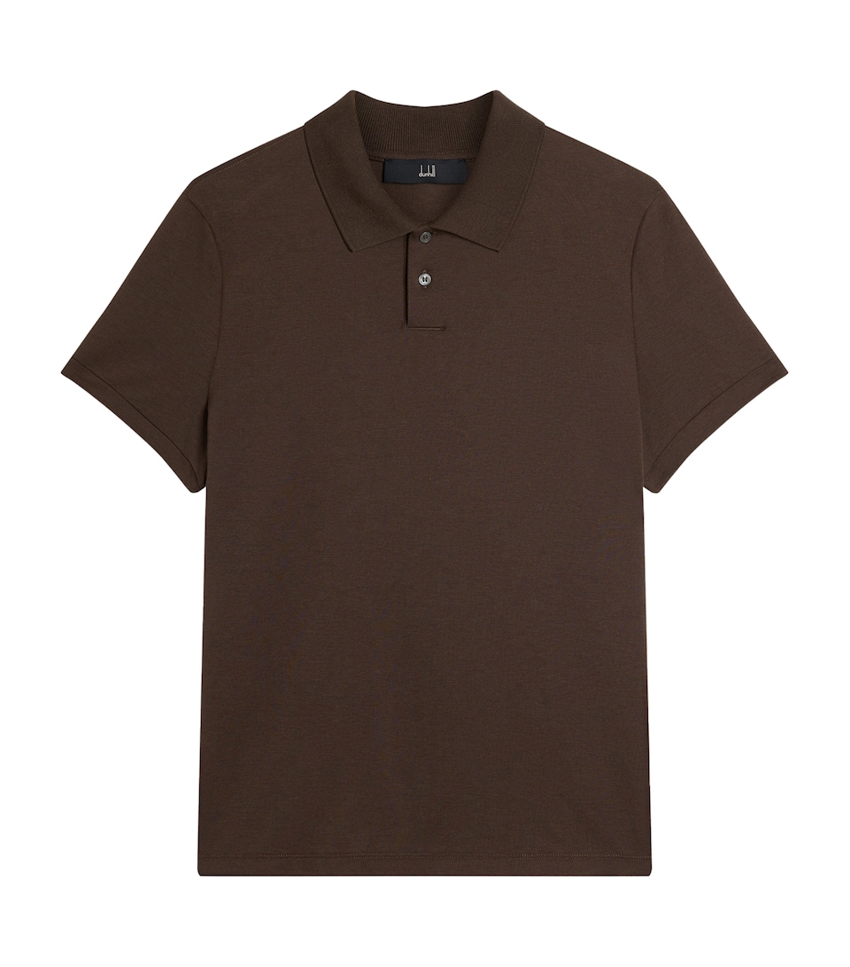 Dunhill Mens Cotton-Silk Polo Shirt Brown