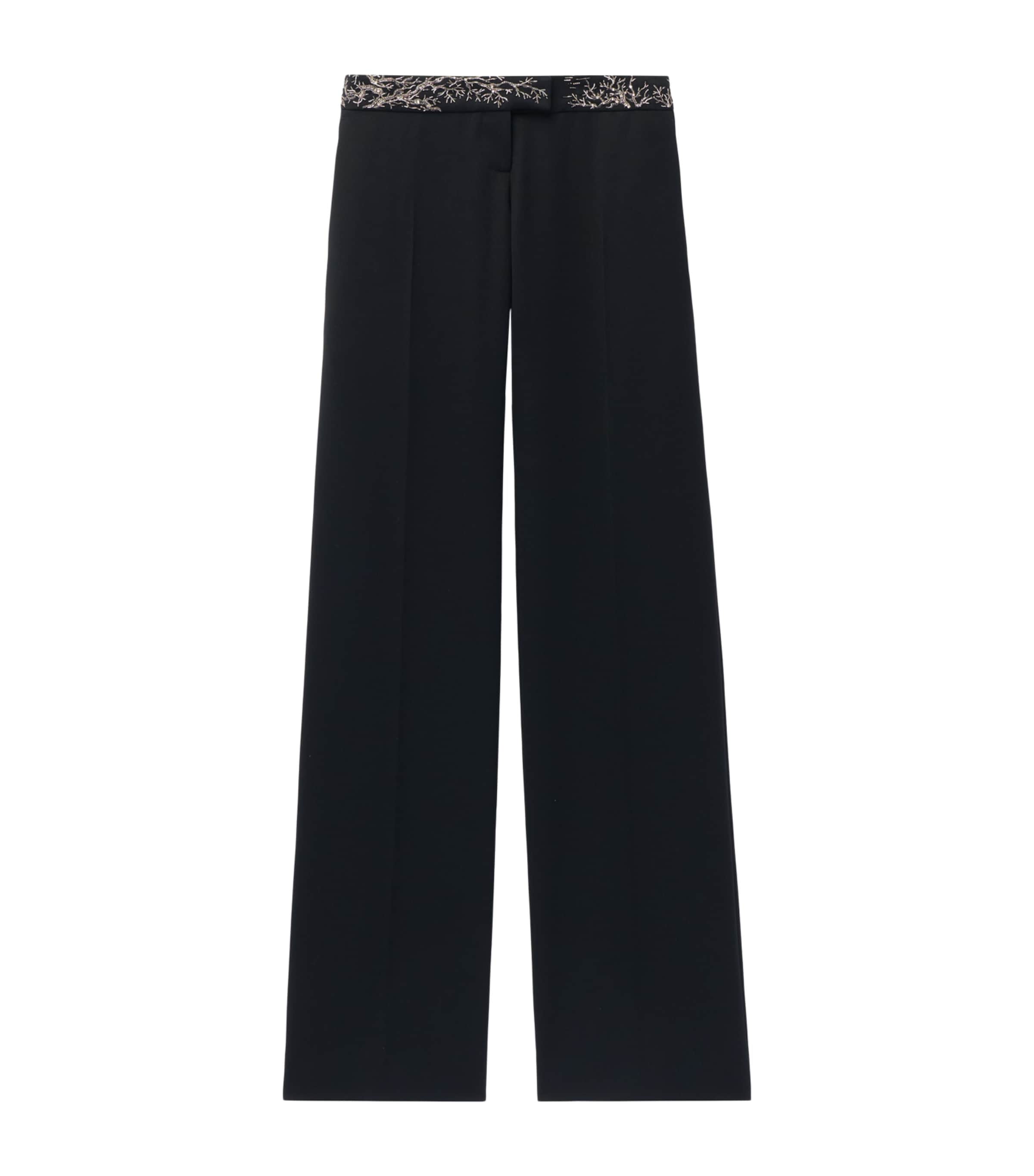 McQueen Womens Wool Tree Of Life Straight Trousers