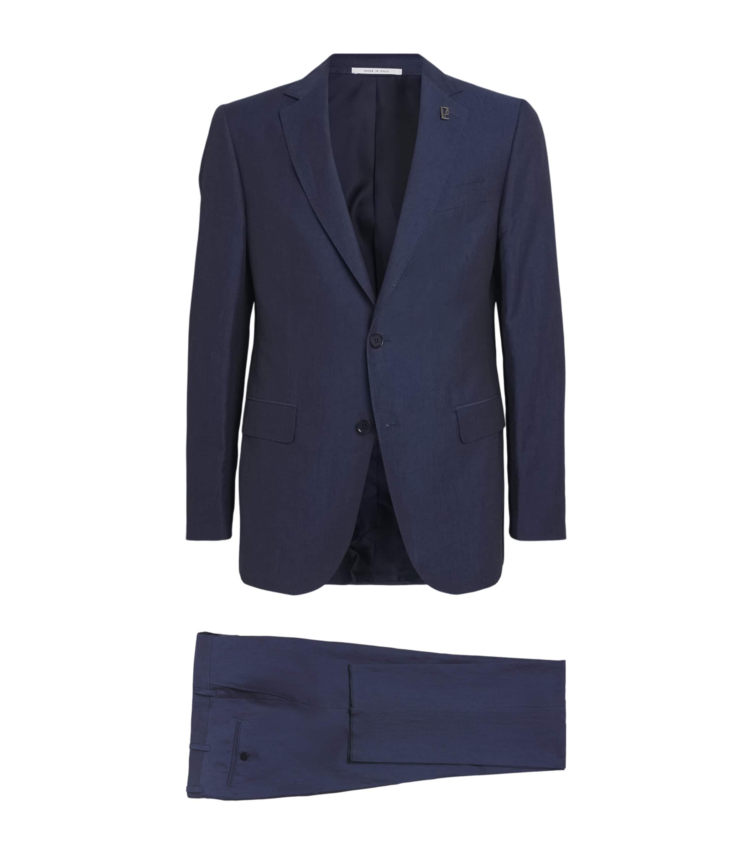Pal Zileri Mens Cotton-Linen Vicenza 2-Piece Suit Blue Navy
