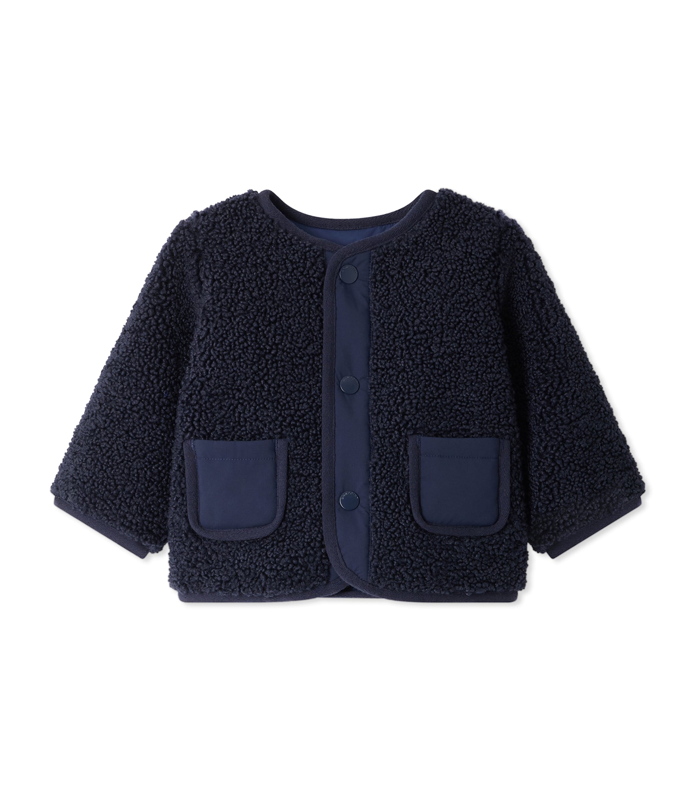 Bonpoint Reversible Faux Fur Jacket (6-18 Months) Marine