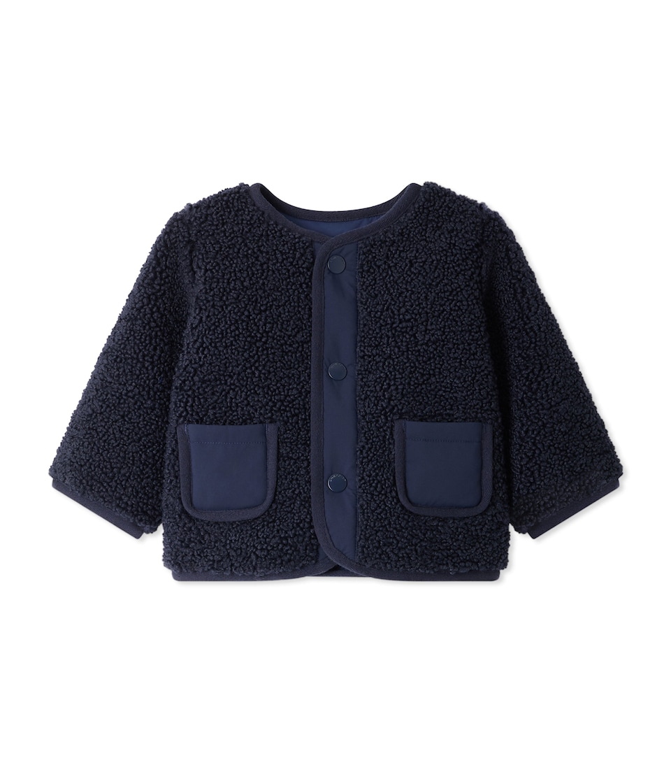 Bonpoint Reversible Faux Fur Jacket (6-18 Months) Marine