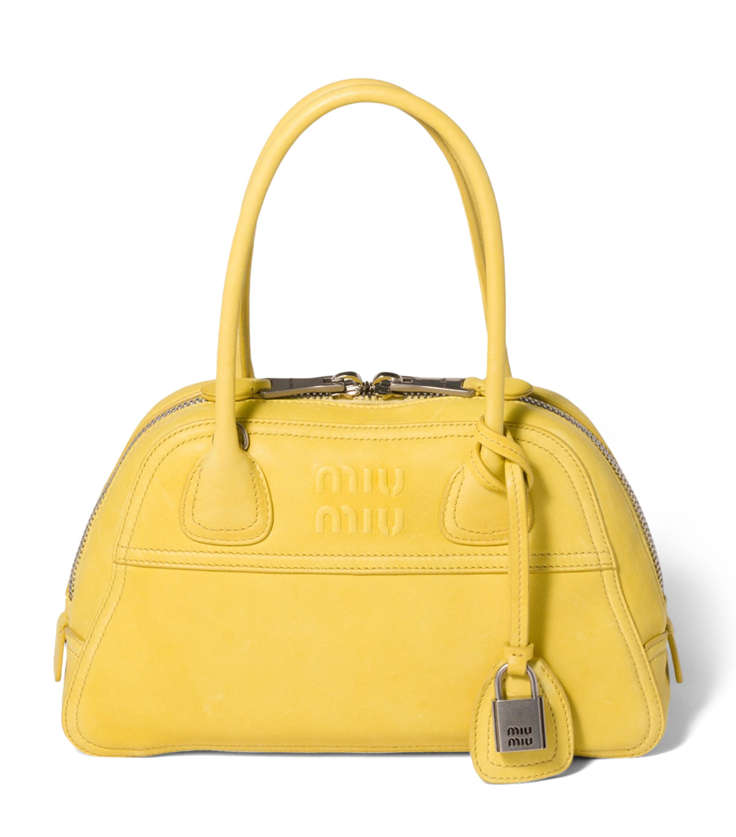 Miu Miu Nappa Leather Vivant Top-Handle Bag Yellow