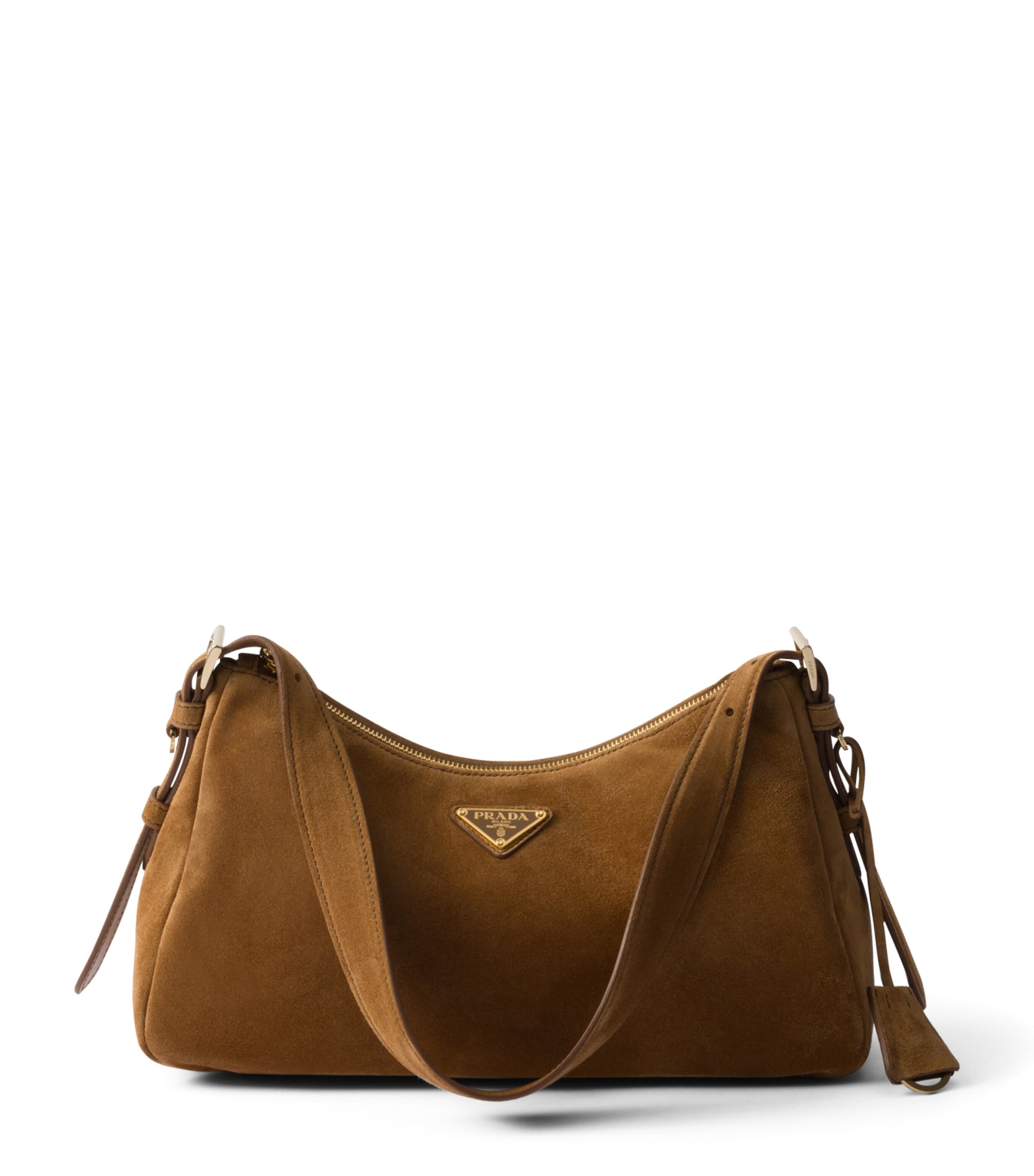 ショルダーバッグ・ポシェット PRADA BROWN SUEDE LARGE PRADA DEMI-LUNE CROSSBODY BAG Brown Suede Large Prada Demi-lune Crossbody Bag | italist