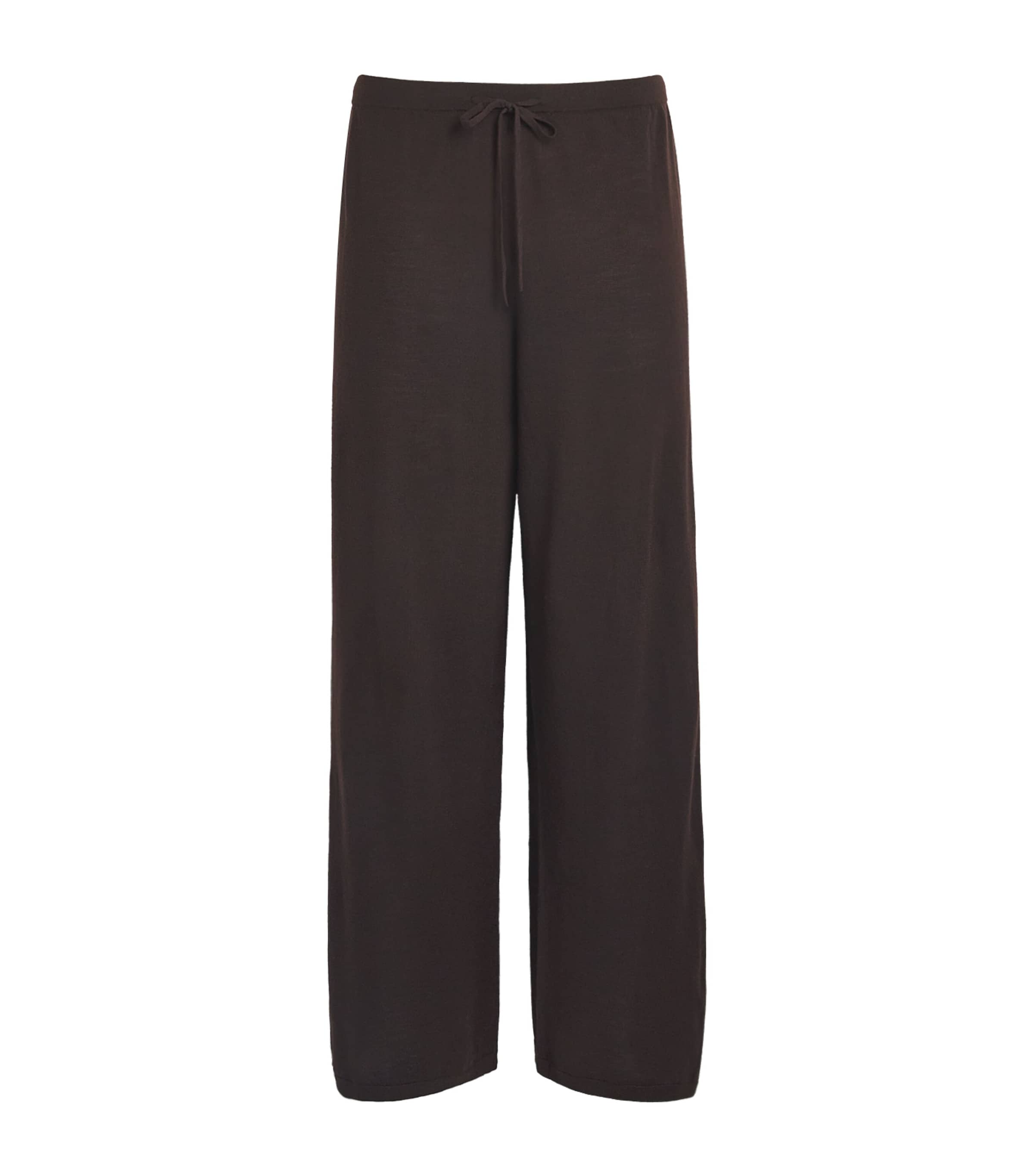 LESET Womens Merino Wool Wide-Leg James Lounge Trousers Chocolate