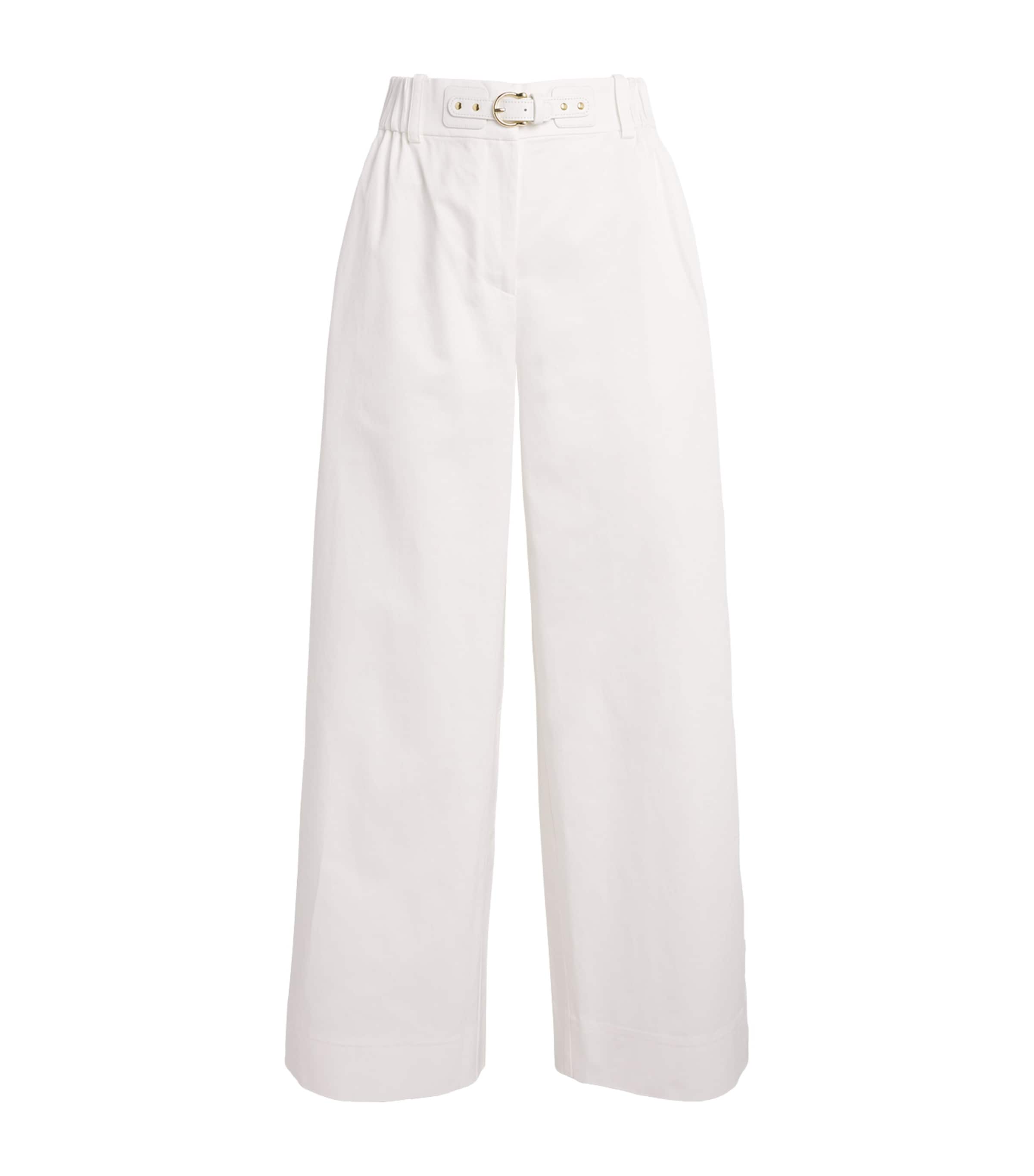 Maje Womens Cotton Belted Trousers White