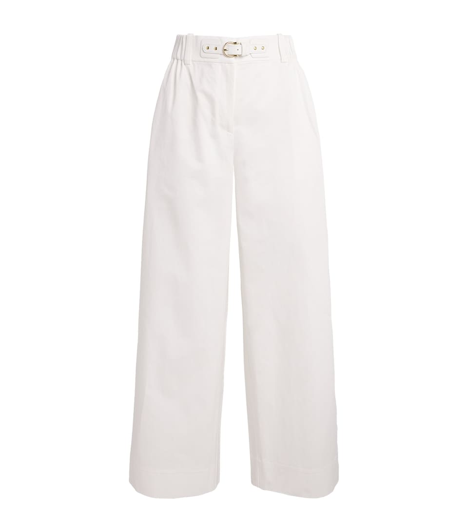 Maje Womens Cotton Belted Trousers White