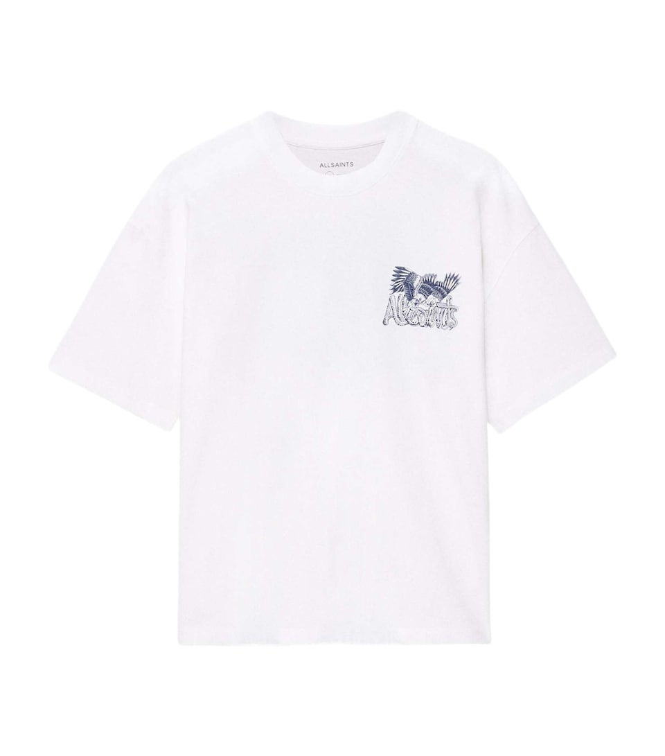 AllSaints Mens Organic Cotton Battles T-Shirt Optic White