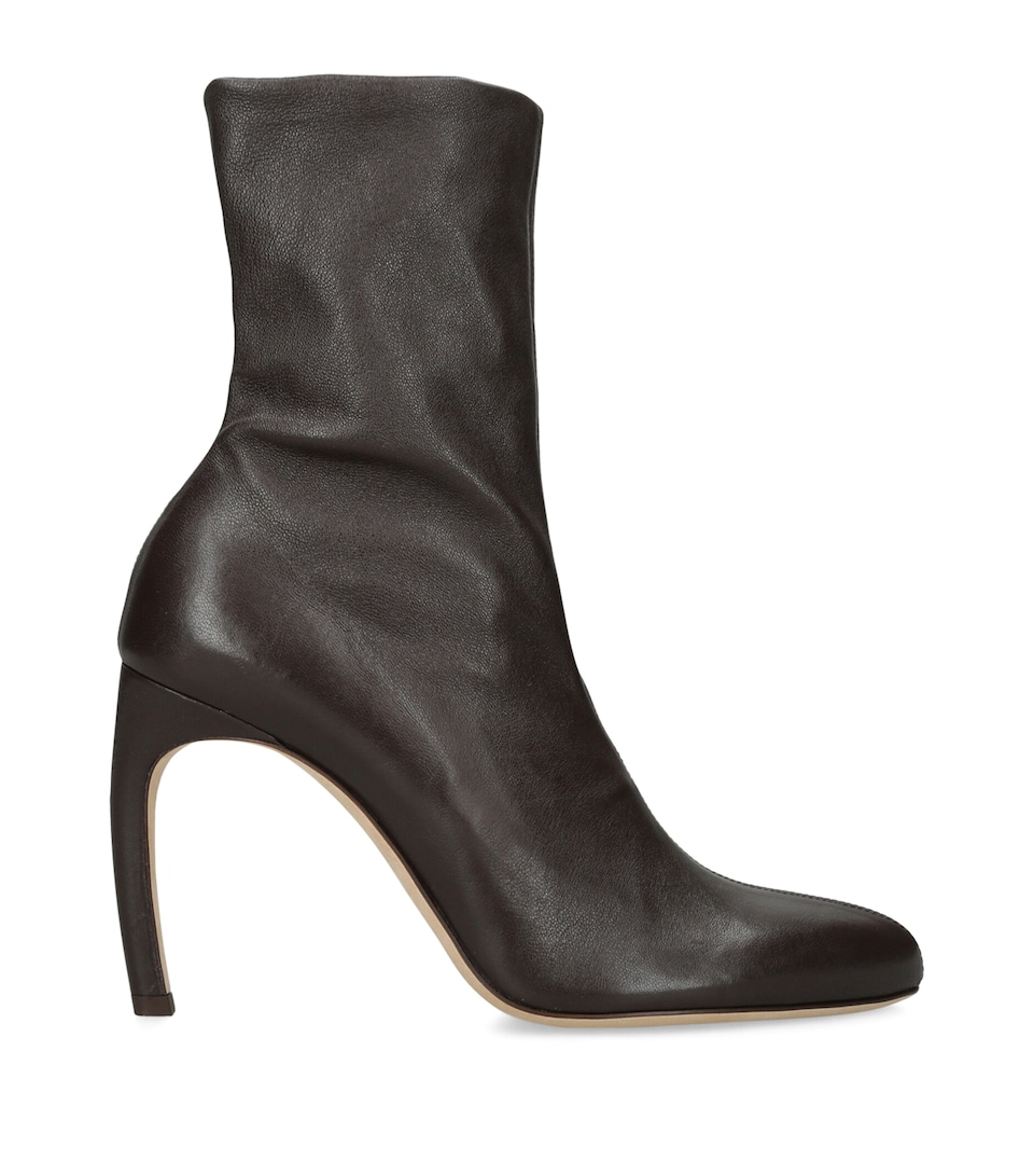 Victoria Beckham Leather Harlow Heeled Boots 100 Dark Brown