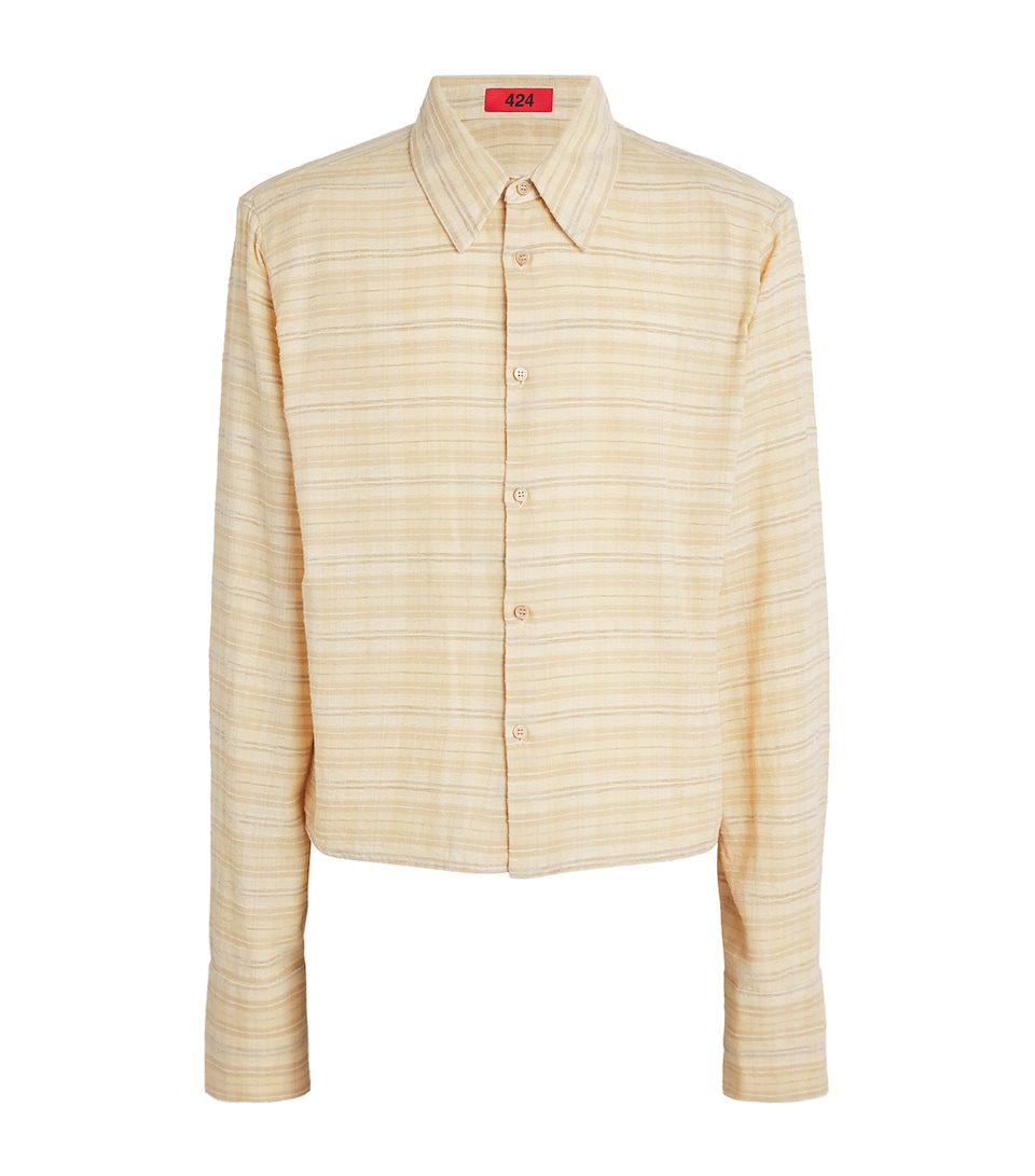 424 Mens Cotton-Blend Stripe Shirt Tea Wash