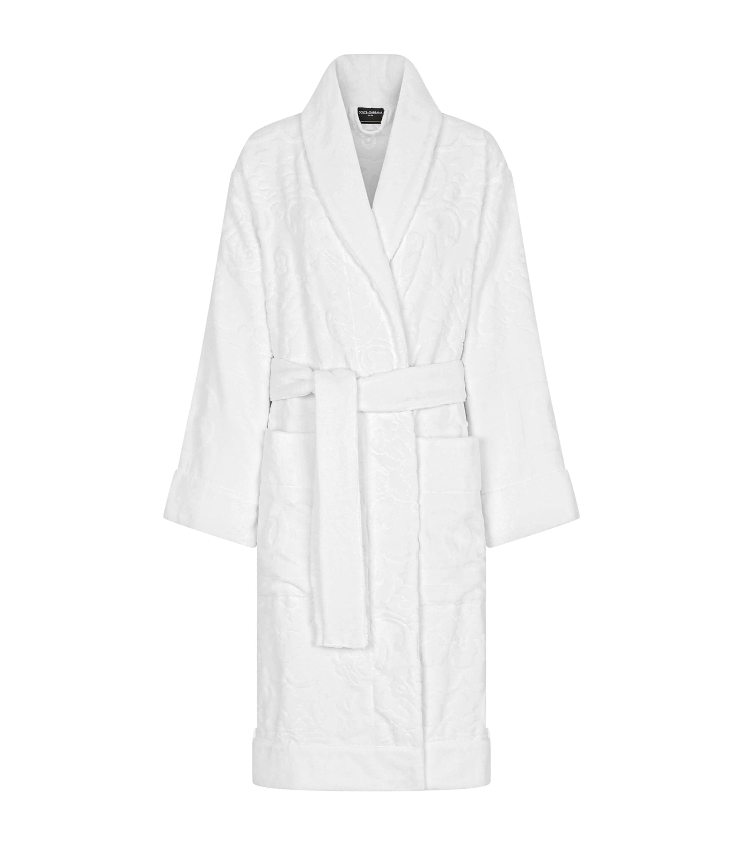 Dolce&Gabbana Casa Terry Cotton DG Logo Robe Bianco
