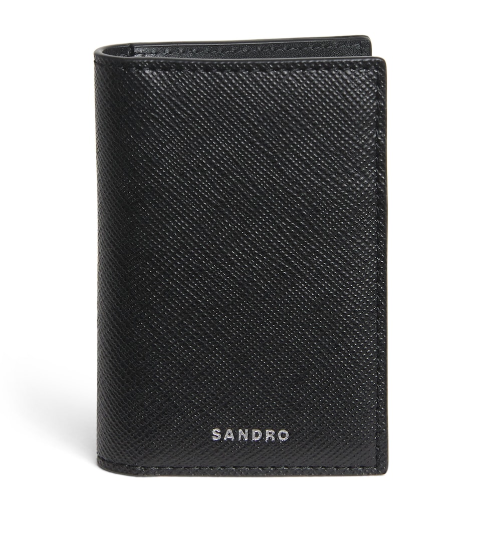 Sandro Paris Reconstituted Leather Bifold Card Holder Black