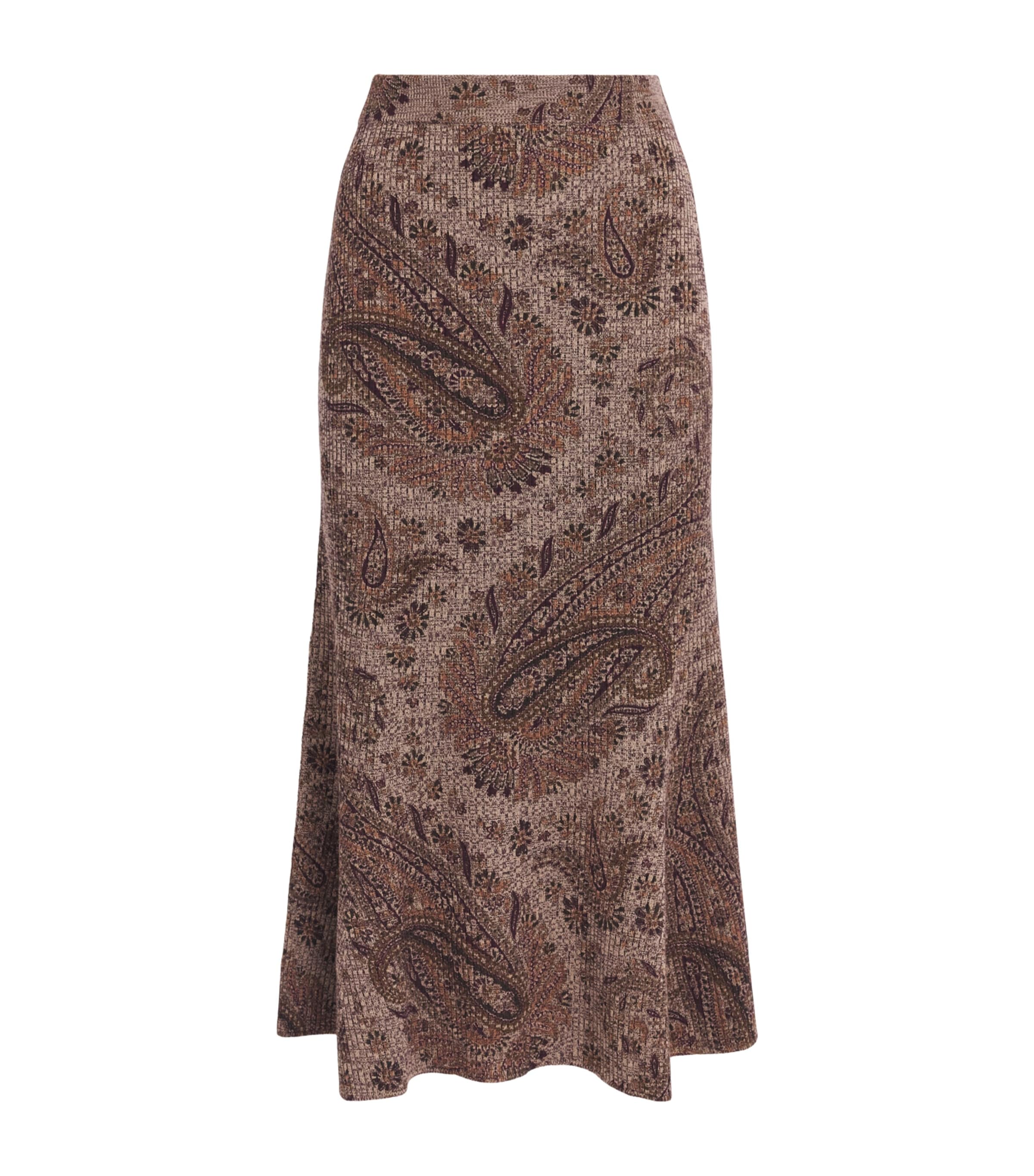 Etro Womens Wool Paisley Midi Skirt Print Black Bs