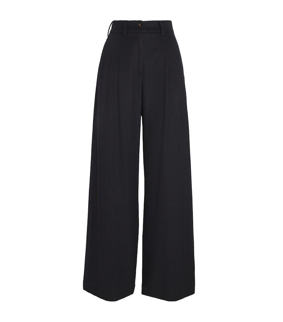 Kid Cashmere Pleated Wide-Leg Trousers