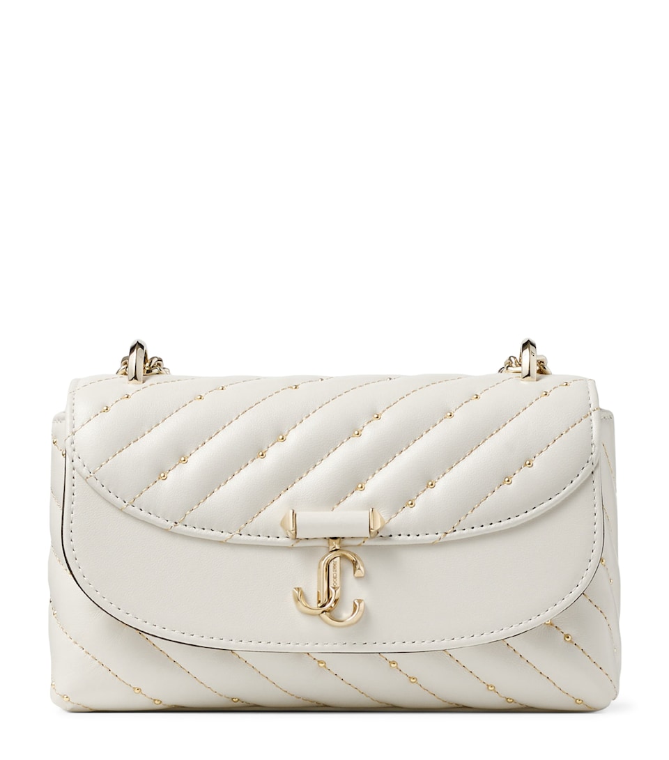 Jimmy Choo Curve Small Biker Leather Quilted Cross-Body Bag Latte/shiny Gold