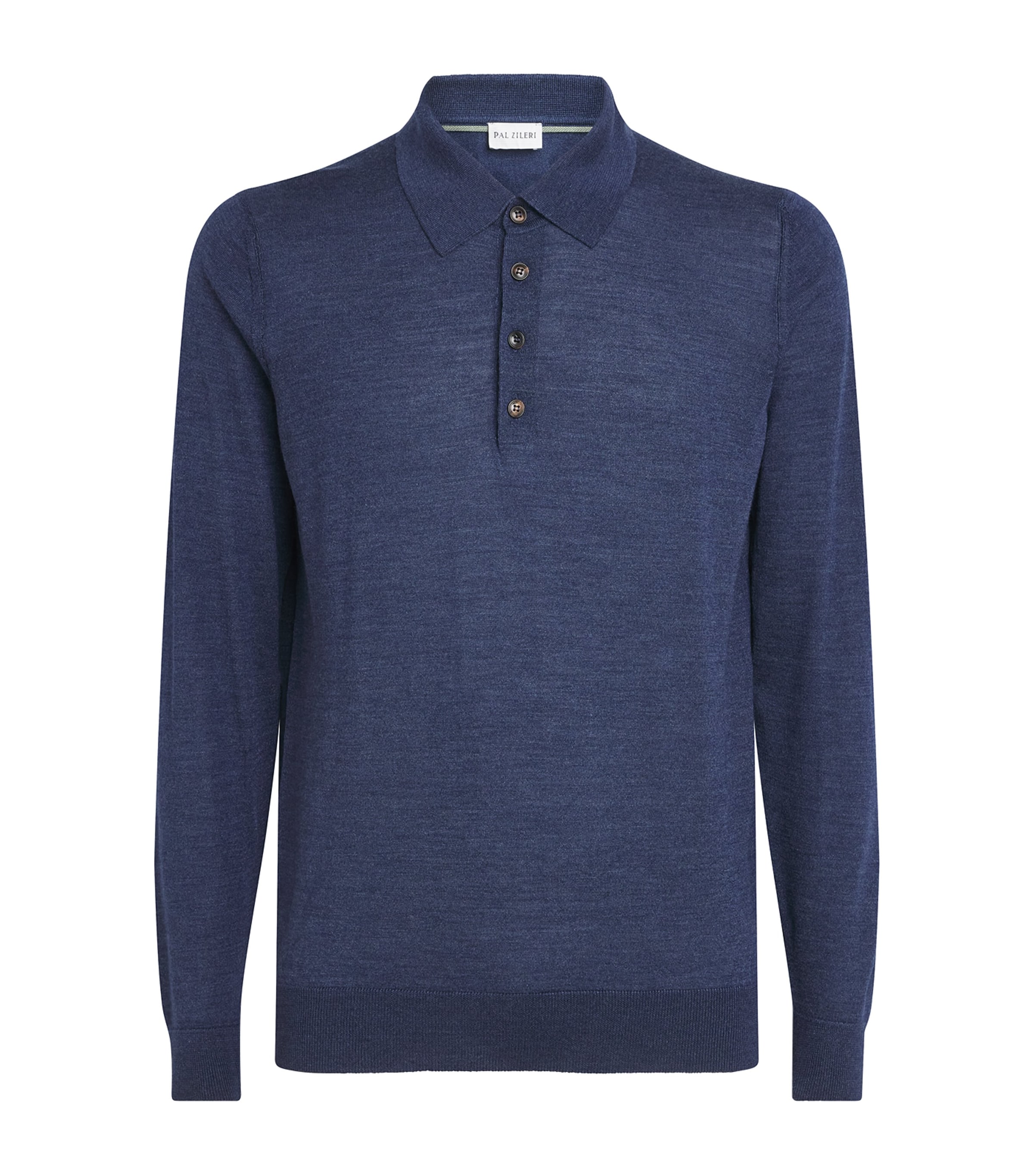 Pal Zileri Mens Wool-Silk Polo Shirt Blue