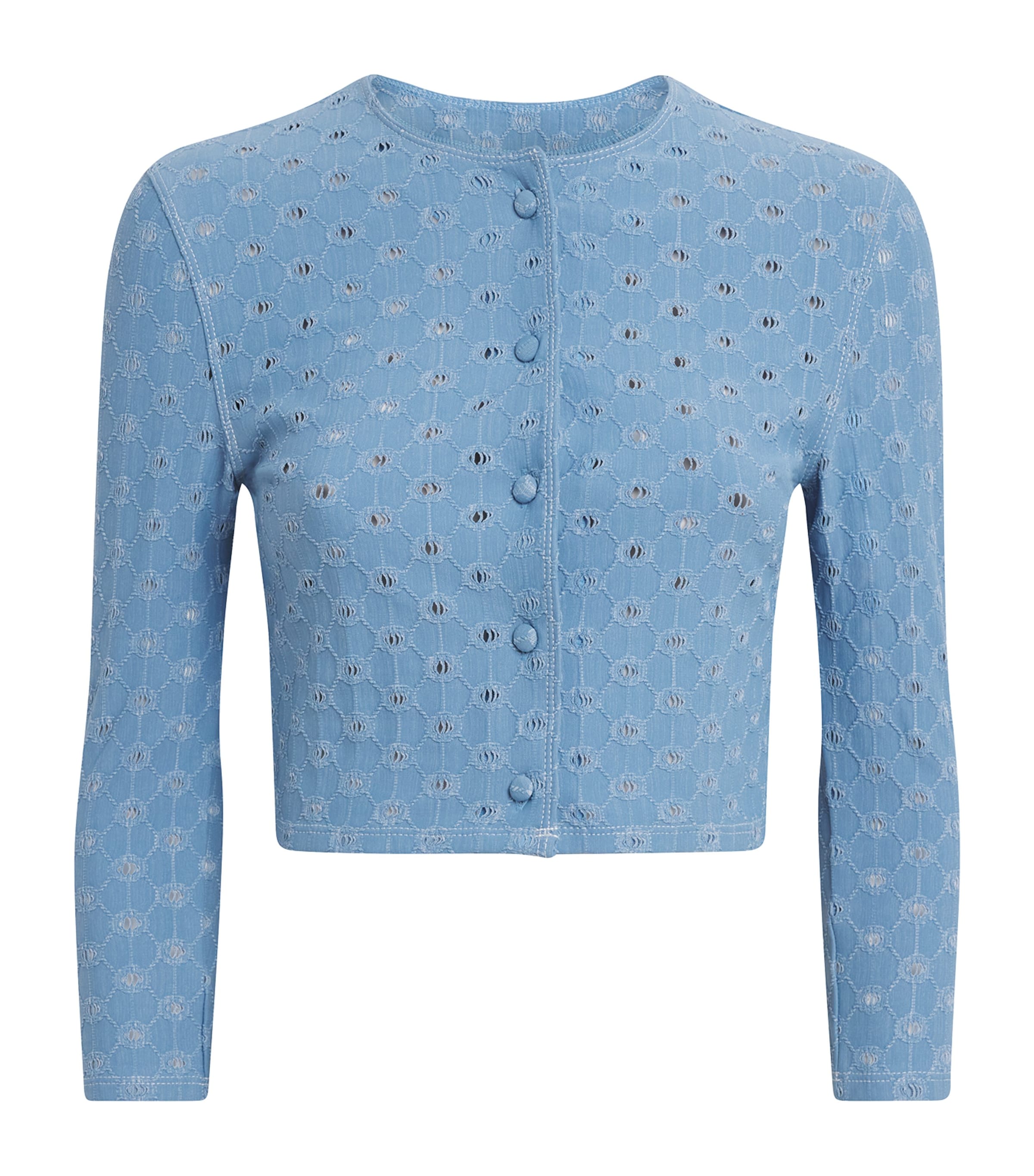 Devon Windsor Womens Open-Work Reed Cropped Jacket Capri