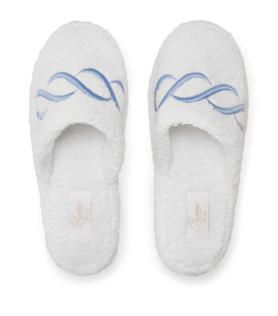 Cotton Towelling Embroidered Slippers