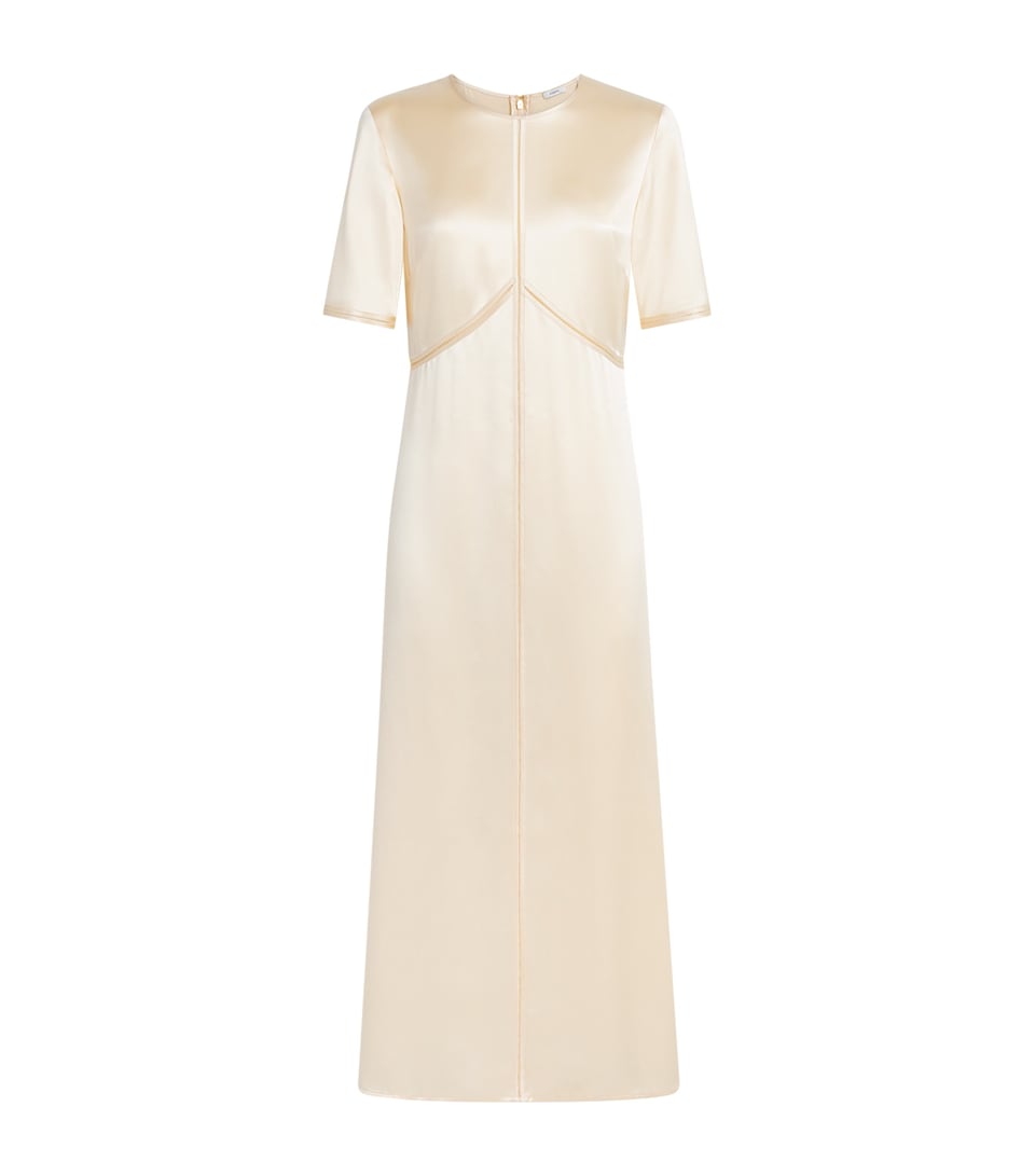 Joseph Womens Silk Satin Aura Midi Dress Sandstone