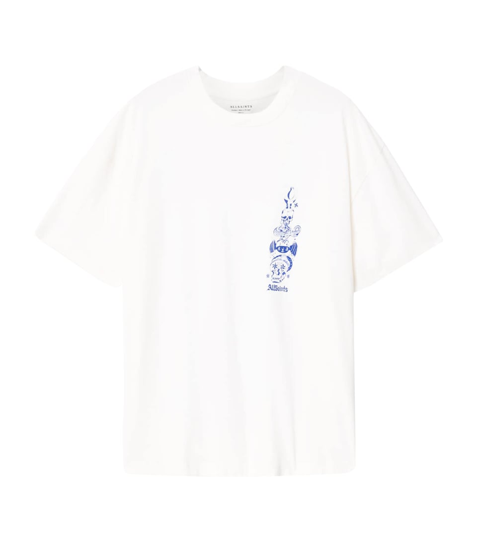 AllSaints Mens Organic Cotton Ignis T-Shirt Chalk White