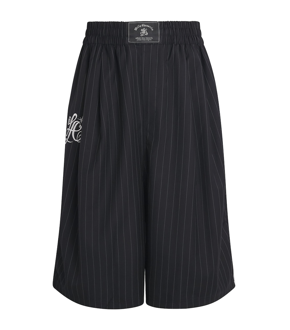 Willy Chavarria Mens x adidas Pinstripe Shorts Black/white