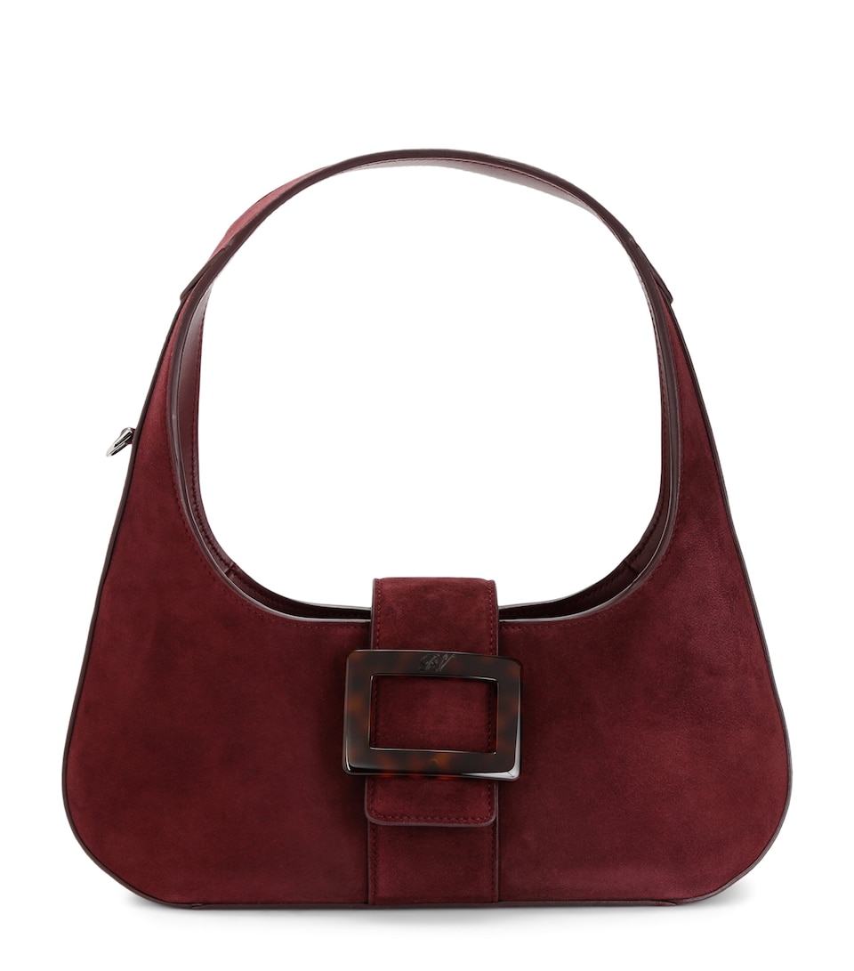 Roger Vivier Mini Suede Belle Vivier Shoulder Bag Wine