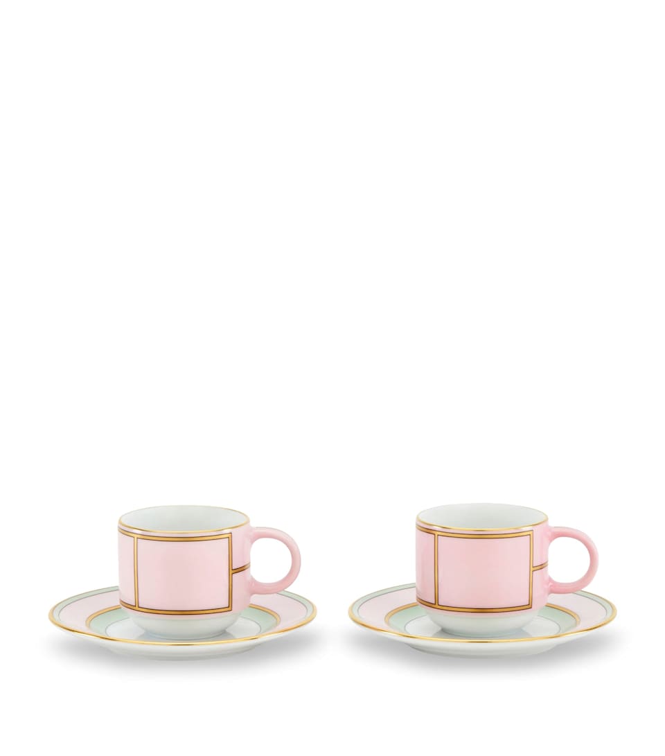Set of 2 Colonna Diva Rosa Coffee Cups and Saucers