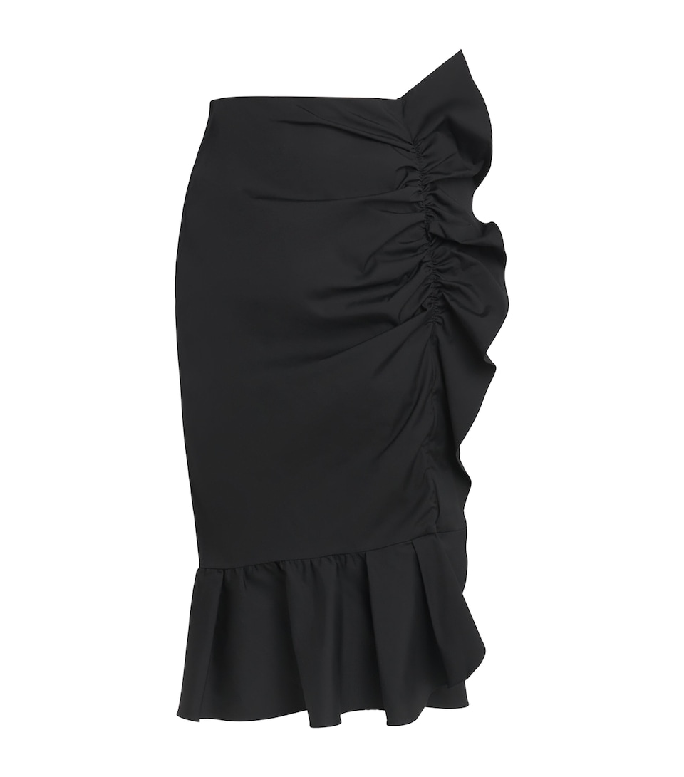 Carolina Herrera Womens Cotton-Blend Ruffle Midi Skirt Black