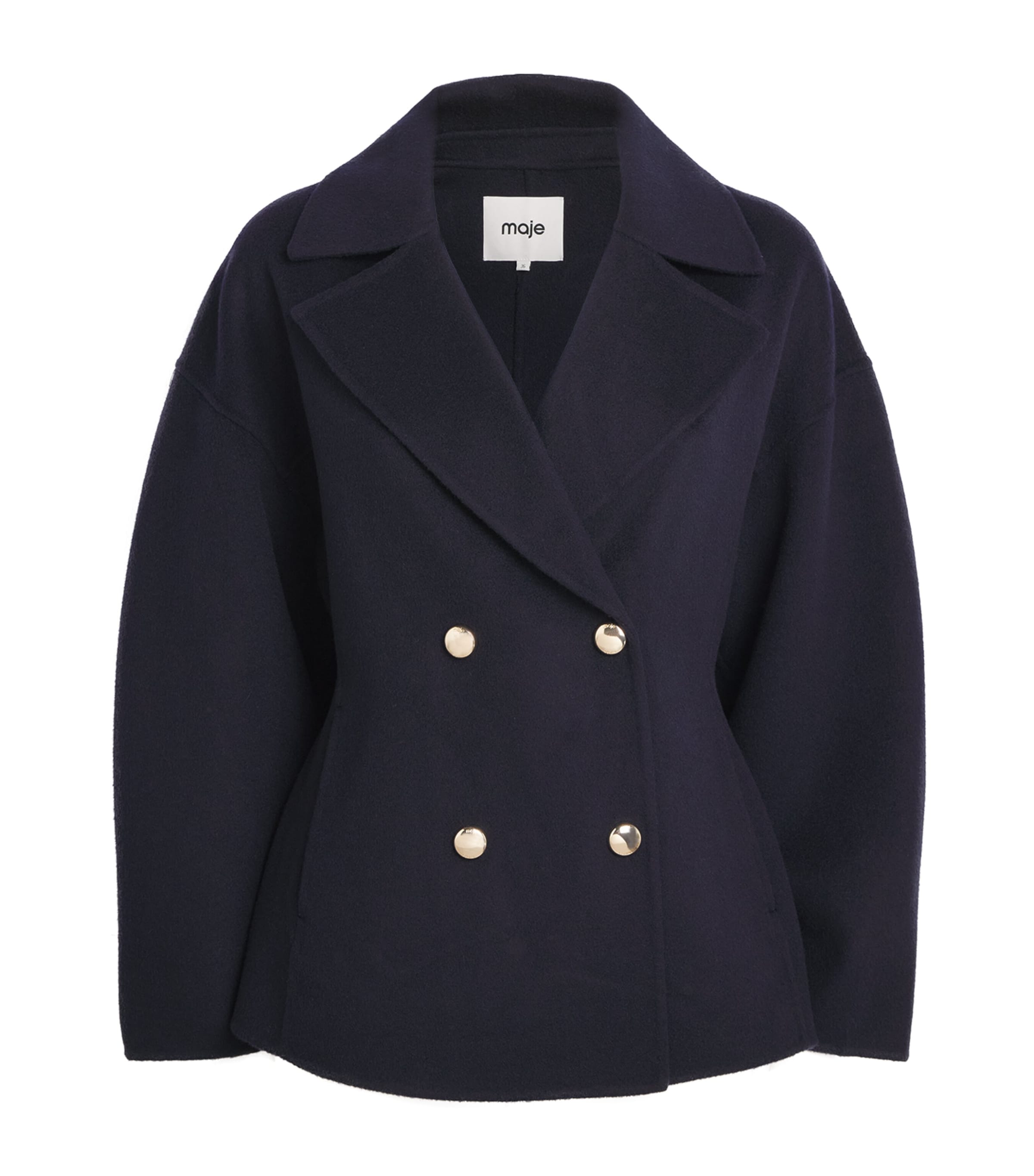 Maje Womens Wool Pea Coat Navy