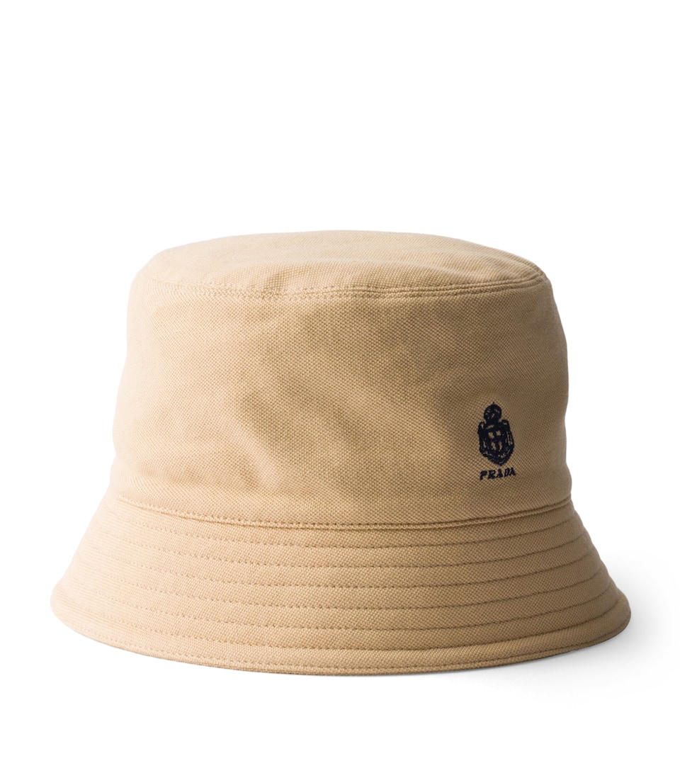 Prada Cotton Old Piqué Bucket Hat Neutral