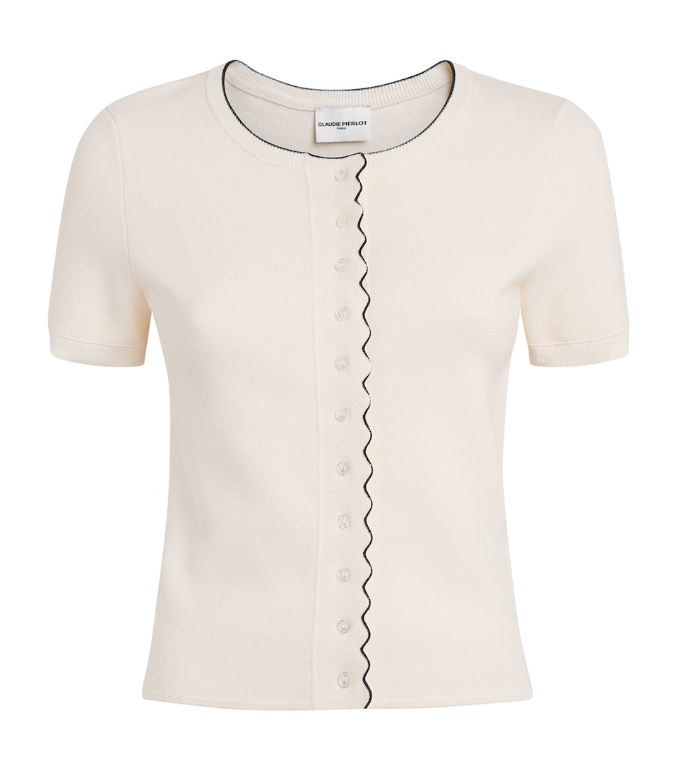 Claudie Pierlot Womens Contrast-Knit Cardigan Ecru