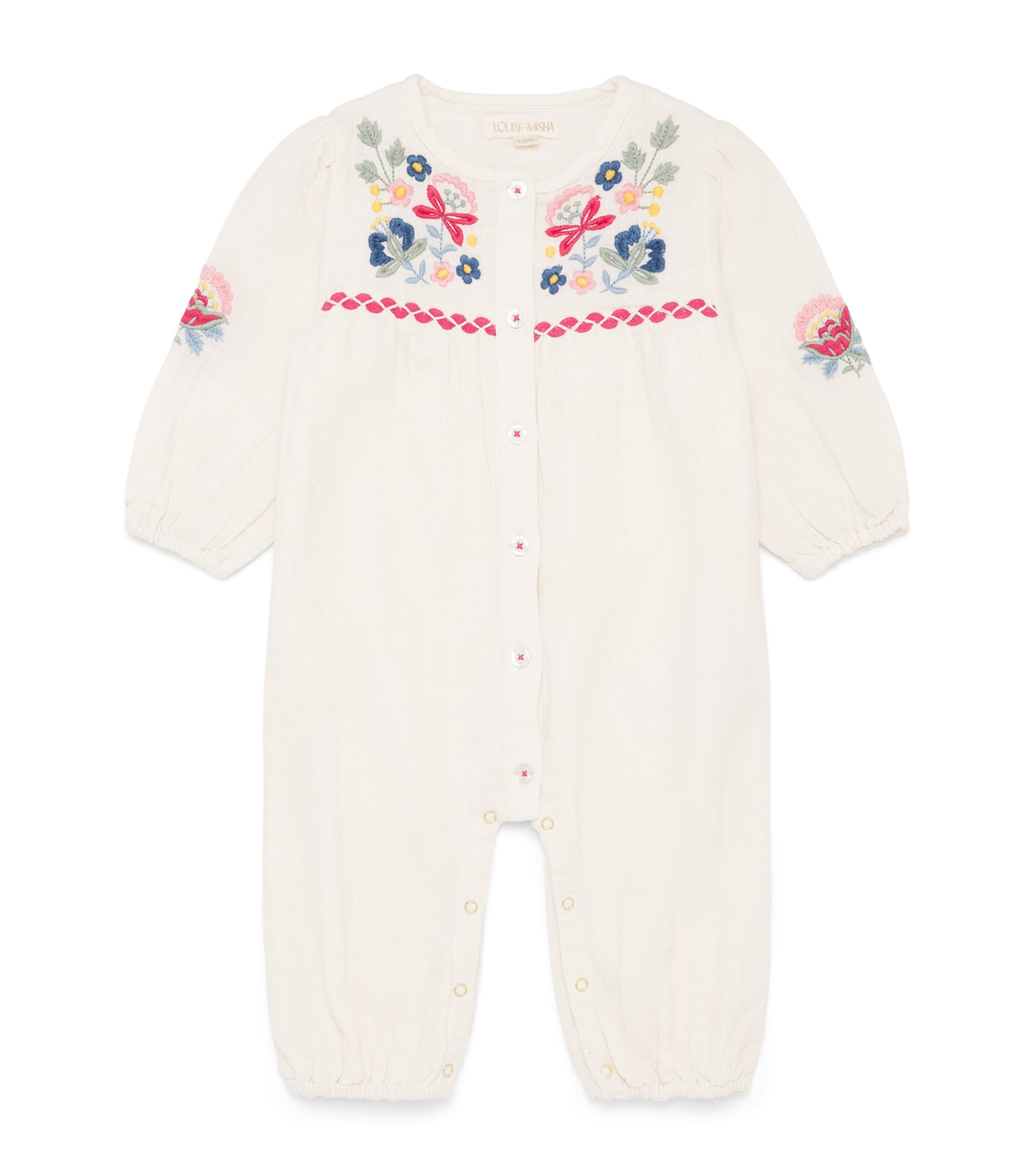 Louise Misha Cotton Floral Idria Playsuit (3-24 Months) Cream