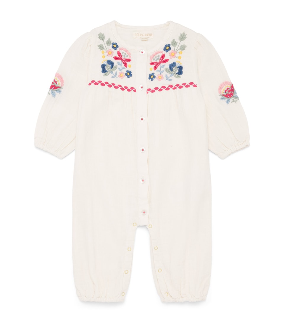 Louise Misha Cotton Floral Idria Playsuit (3-24 Months) Cream