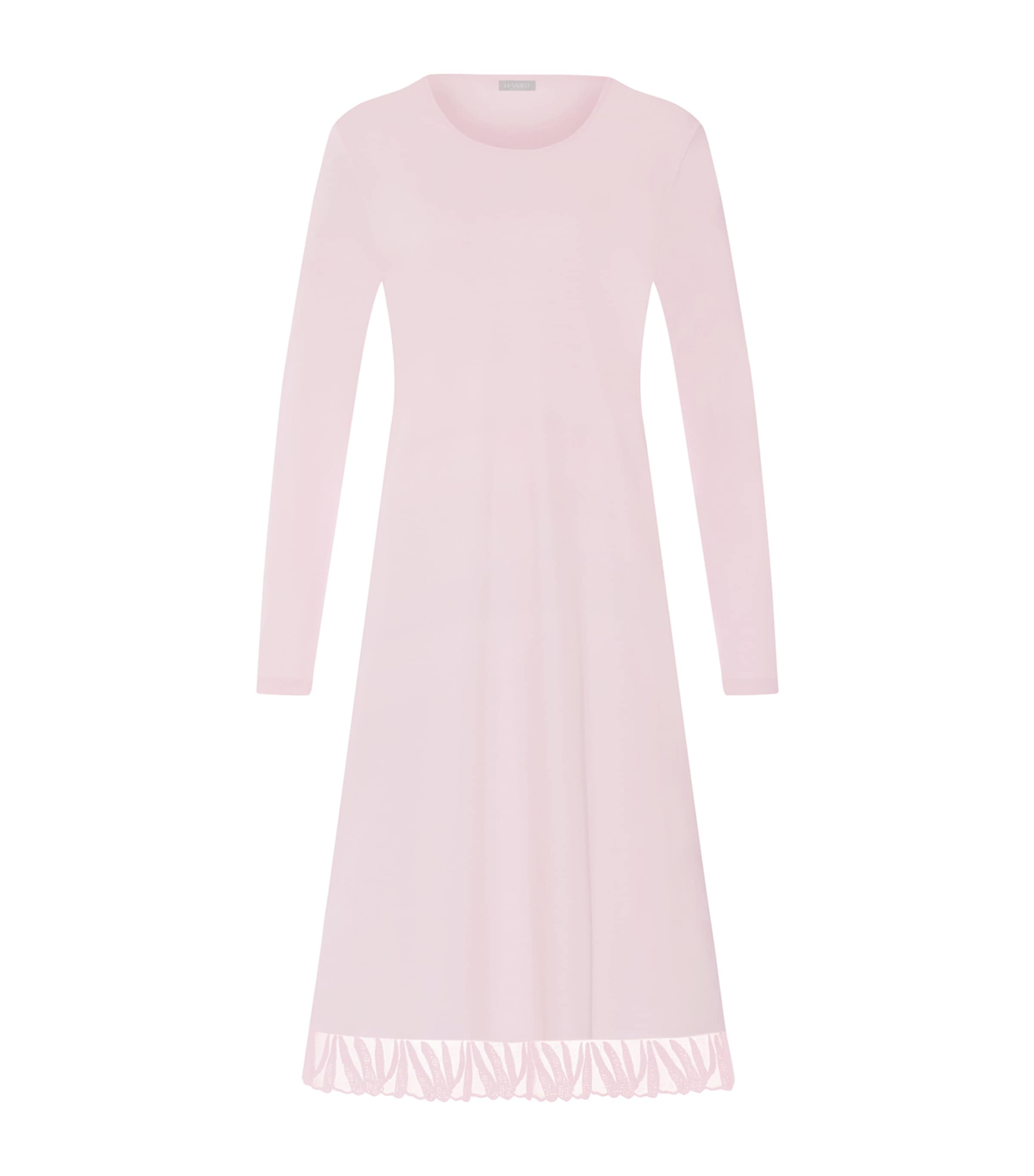 Hanro Womens Cotton Rosaria Long-Sleeve Nightdress Rose Bath