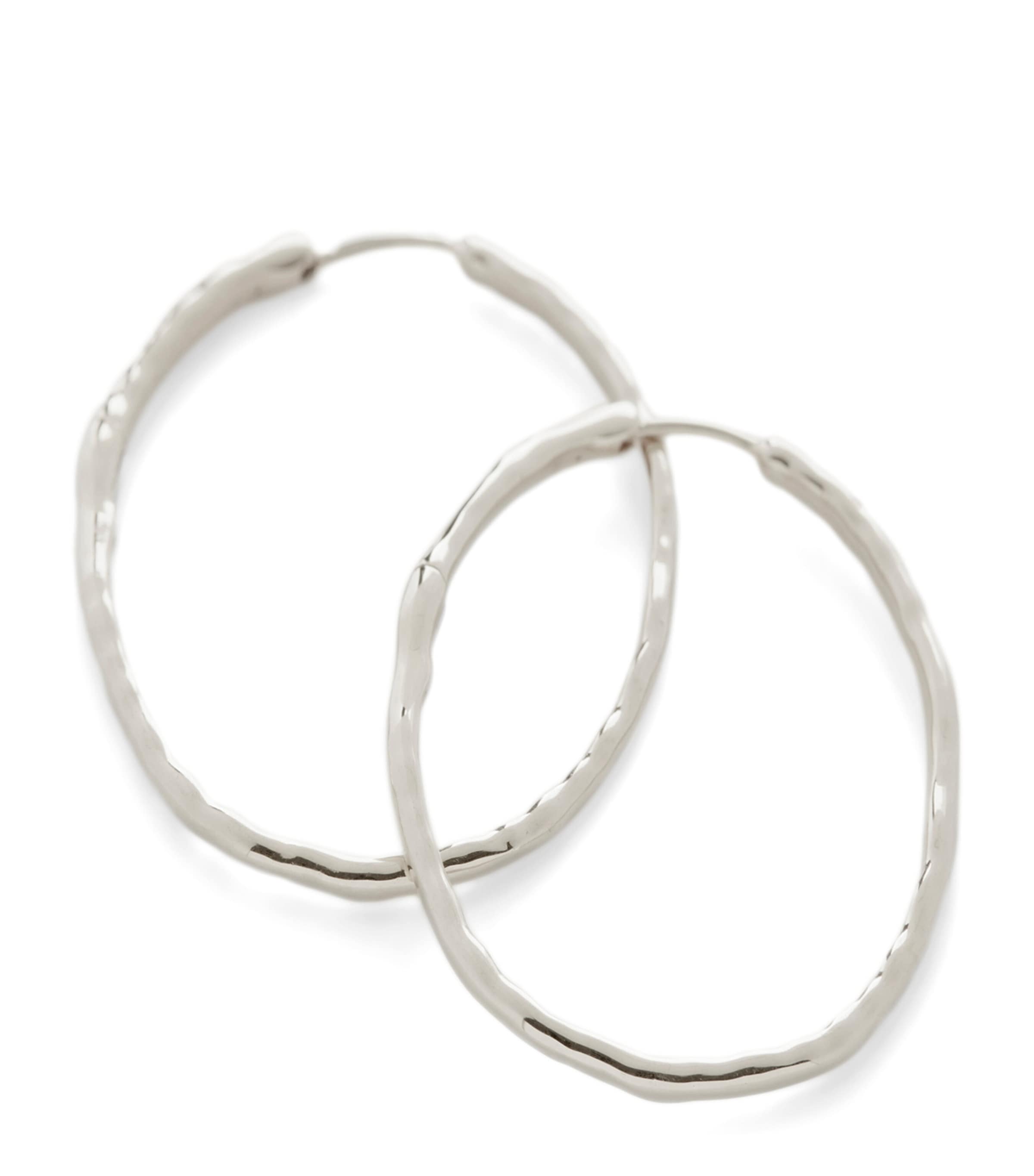 Large Sterling Silver Siren Hoop Earrings
